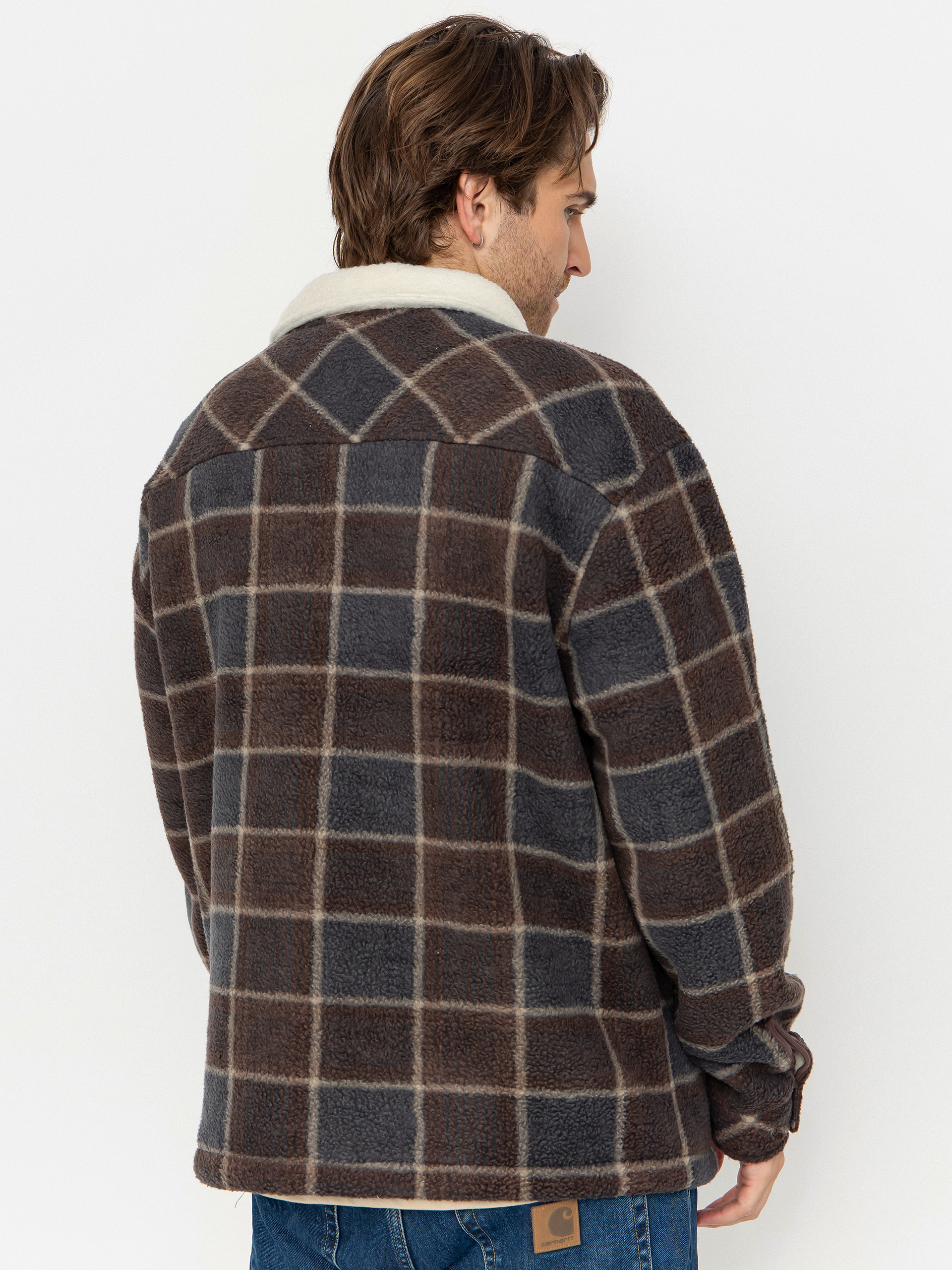 Pánský Fleecová mikina Quiksilver Sherpa Jacket (chocolate brown sherpa plaid)