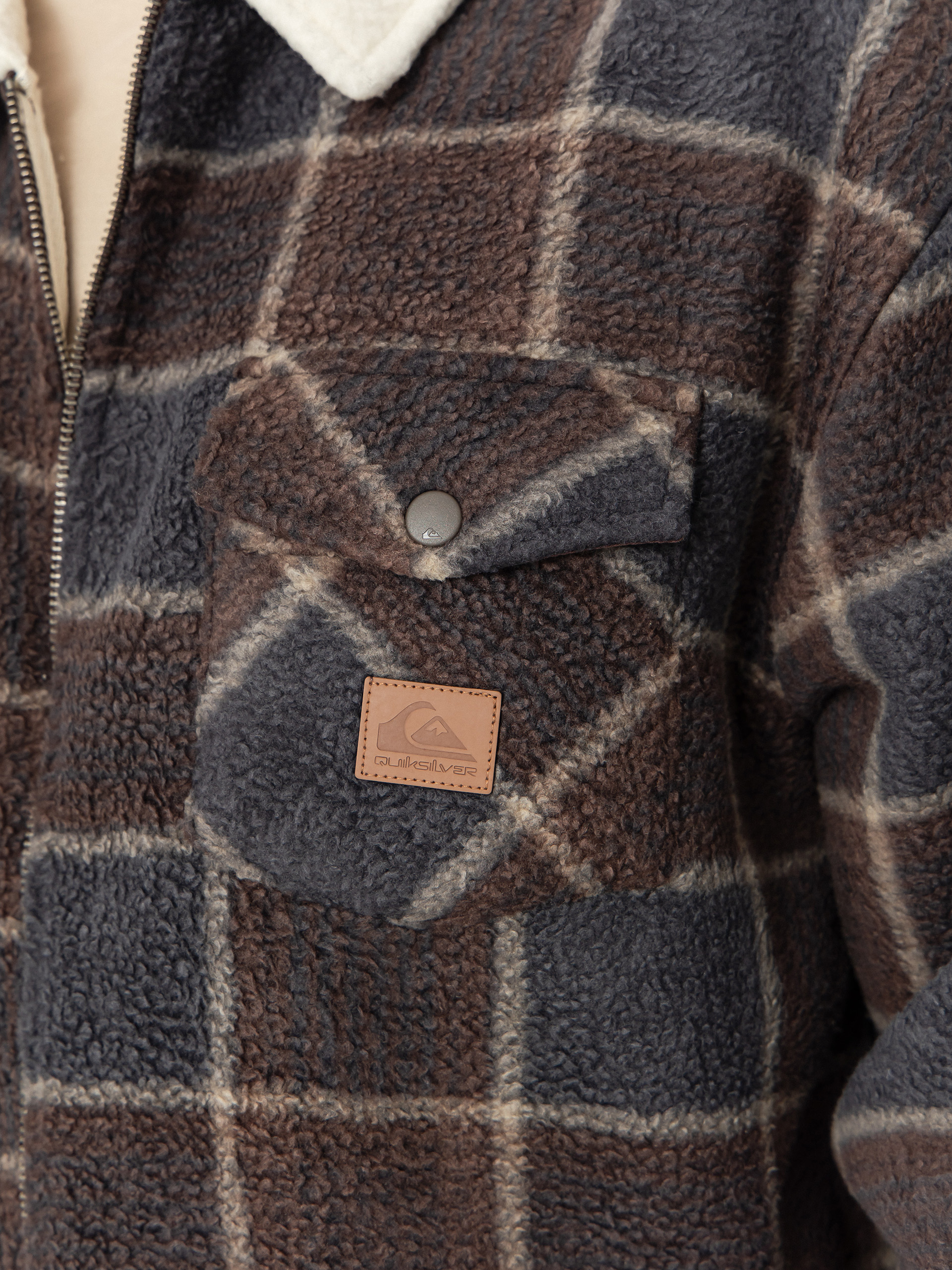 Pánský Fleecová mikina Quiksilver Sherpa Jacket (chocolate brown sherpa plaid)