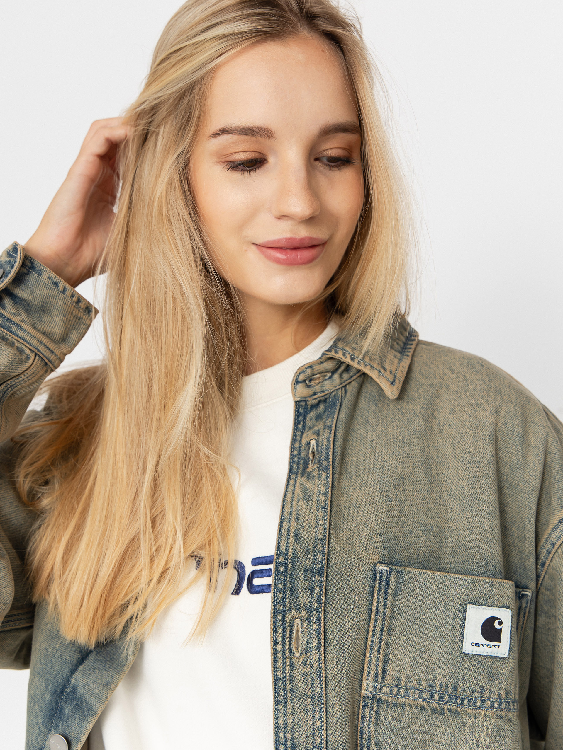 Bunda Carhartt WIP Georgia Wmn (blue/leather/garment dyed)