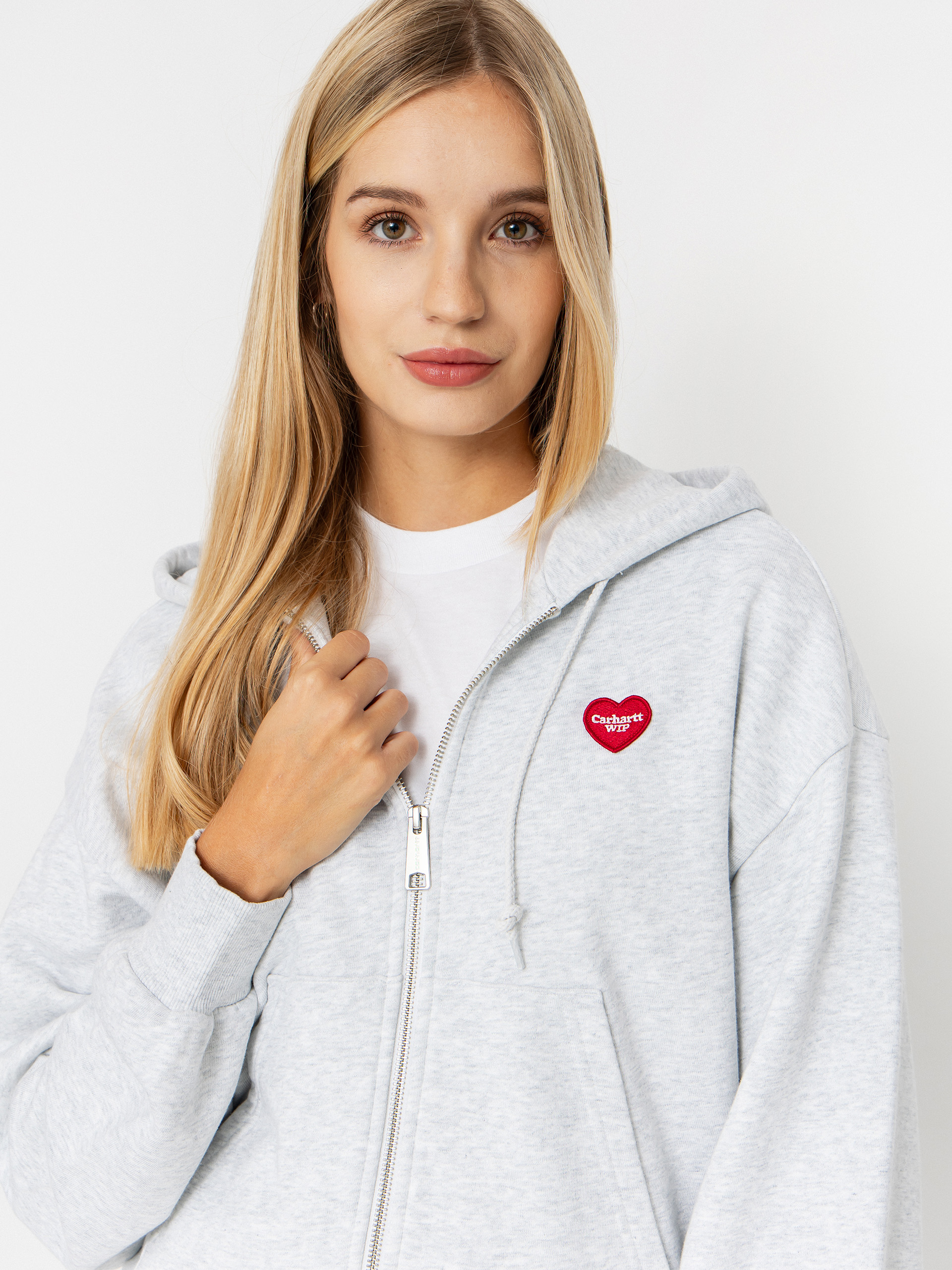 Mikina s kapucí Carhartt WIP Heart II Hartt ZHD Wmn (ash heather)
