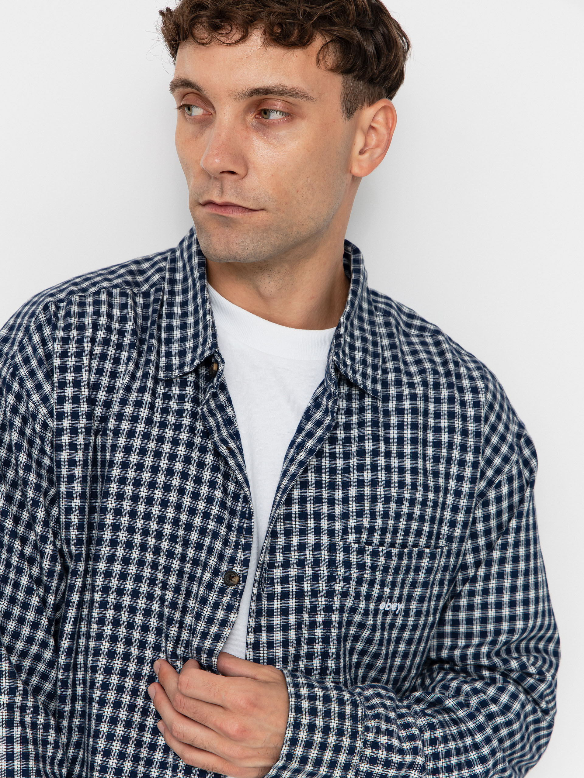 Košile OBEY Bigwig Andy Woven (academy navy multi)