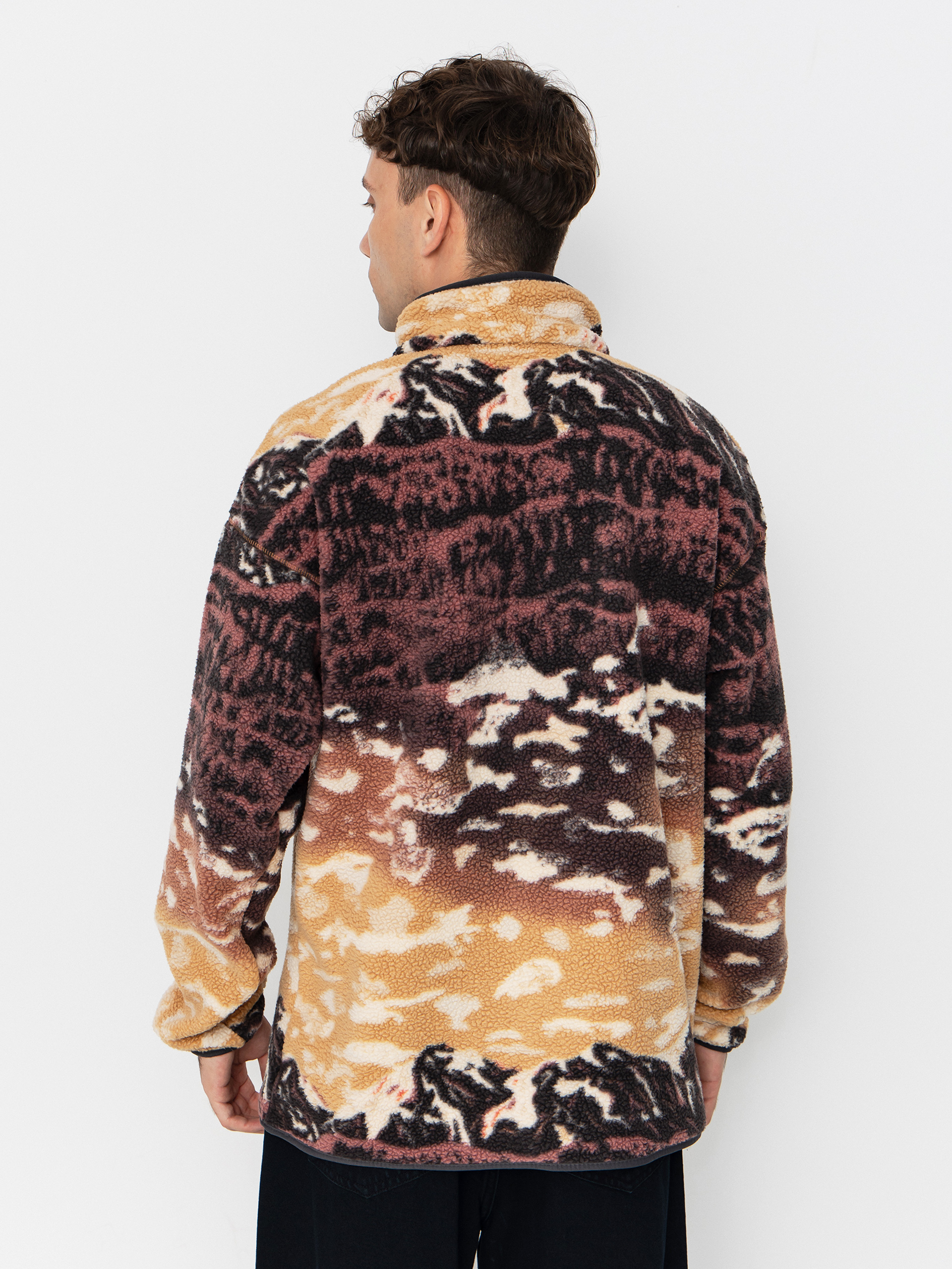 Pánský Fleecová mikina Columbia Helvetia II Printed Half Snap (camel brown sisters)