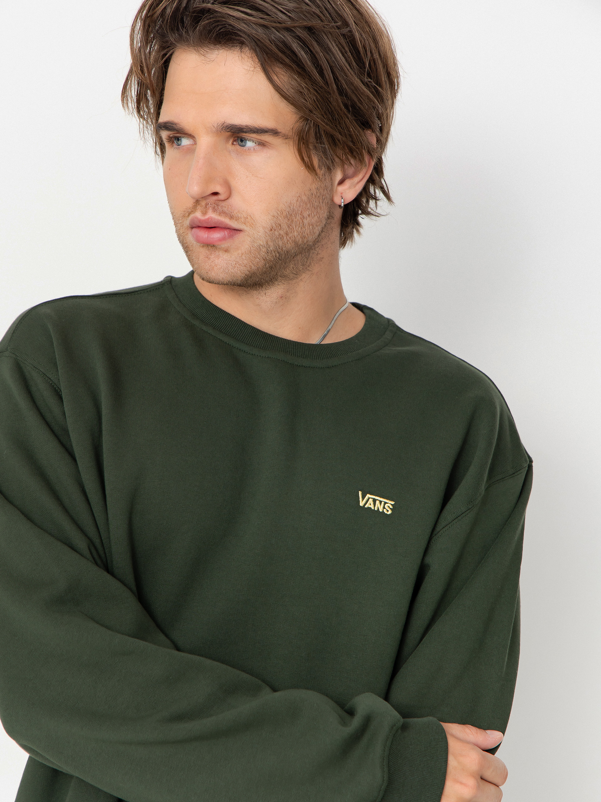 Mikina Vans Left Chest II Loose Crew (dried kelp)