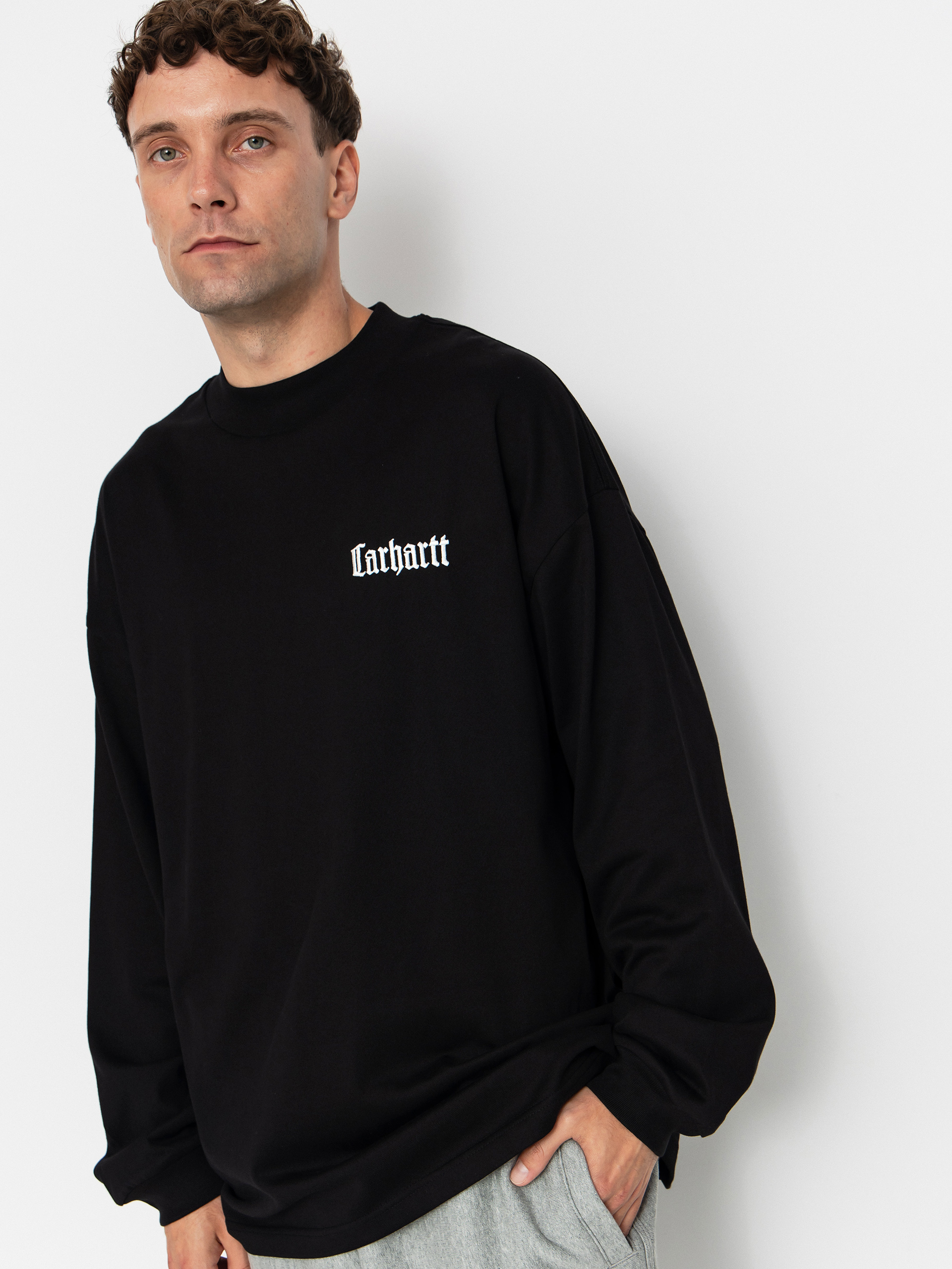 Triko Carhartt WIP Schooling Mockneck (black/wax)