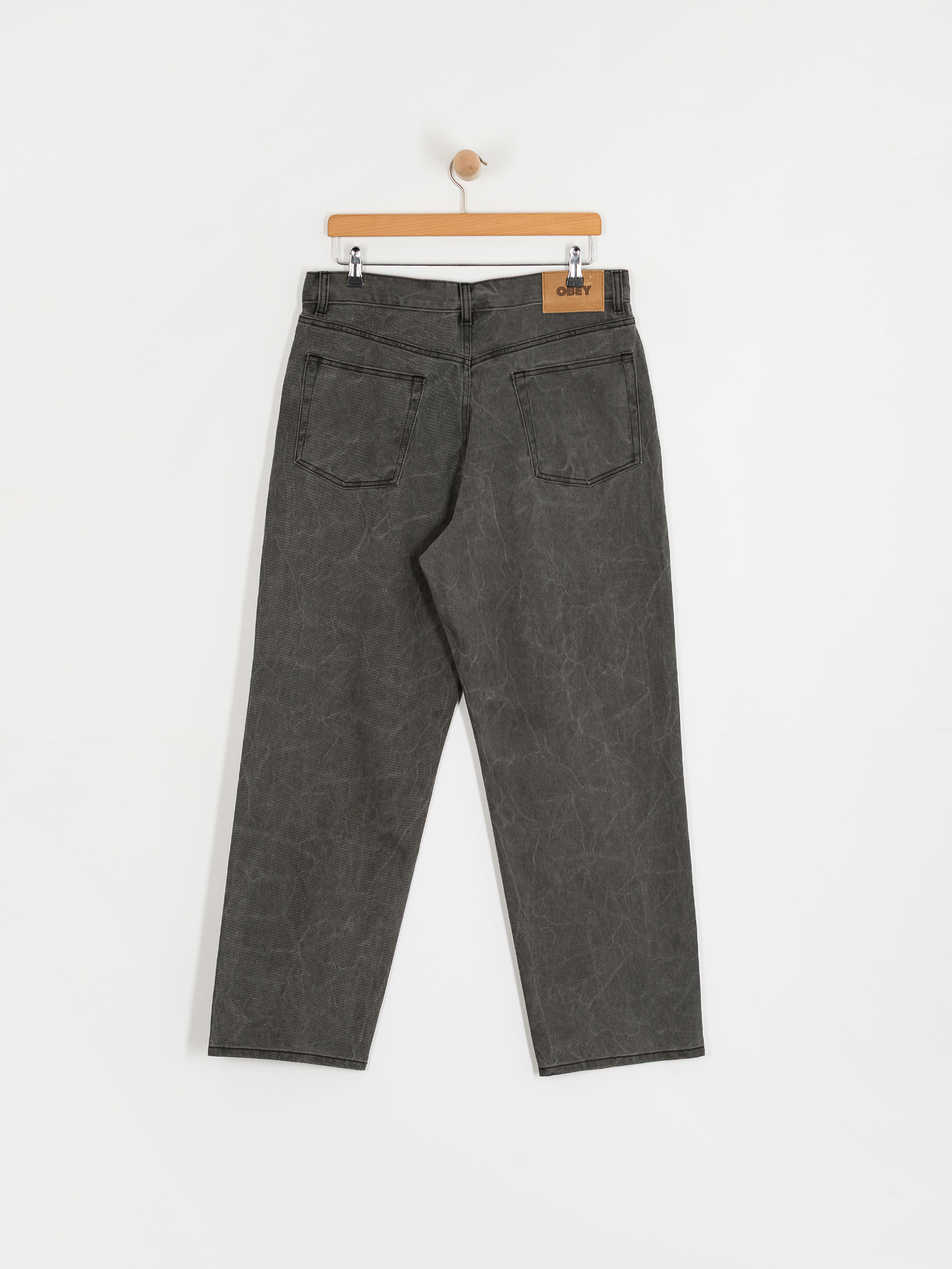 Kalhoty OBEY Classic Wrinkle Baggy Denim (black wrinkle wash)