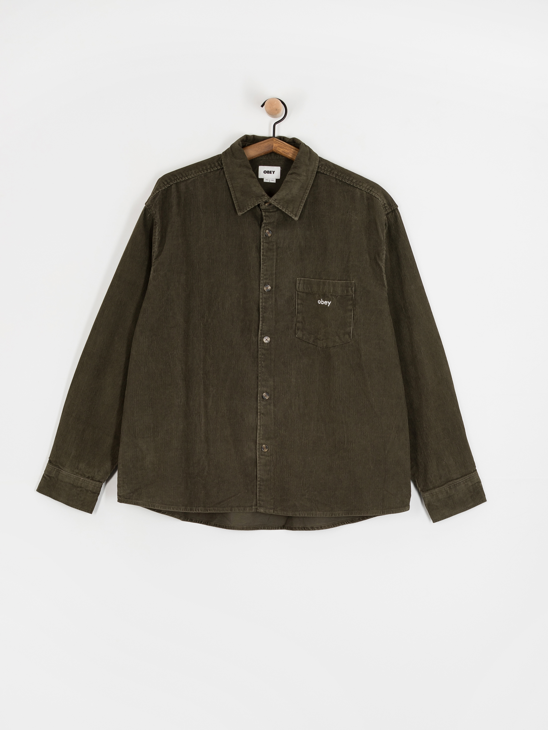 Košile OBEY Buckley Corduroy Woven (black olive faded wash)