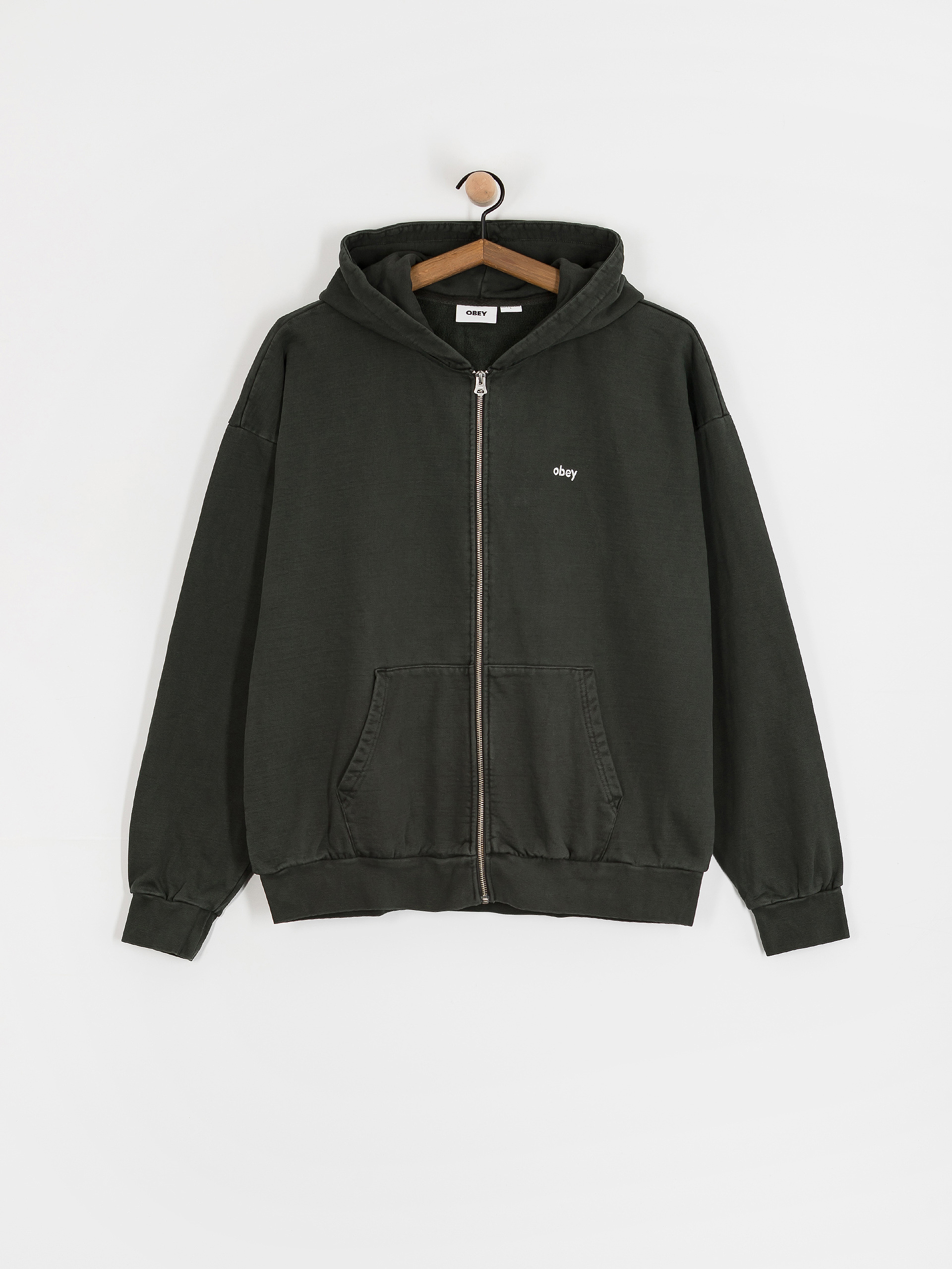 Mikina s kapucí OBEY Lowercase Pigment ZHD (pigment pirate black)