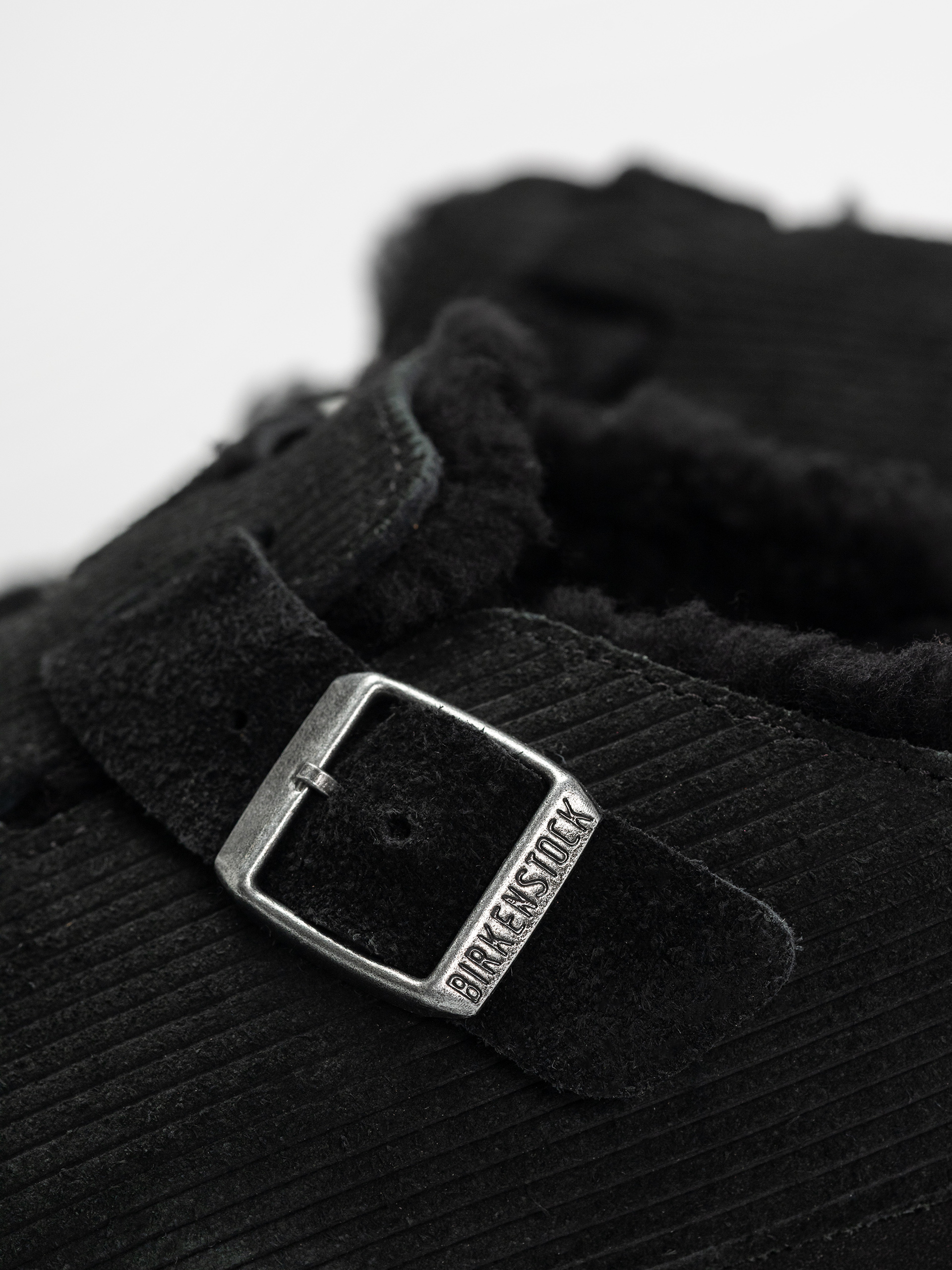 Plážovky Birkenstock Boston VL Fell Suede Leather Fur Regular Wmn (corduroy black)