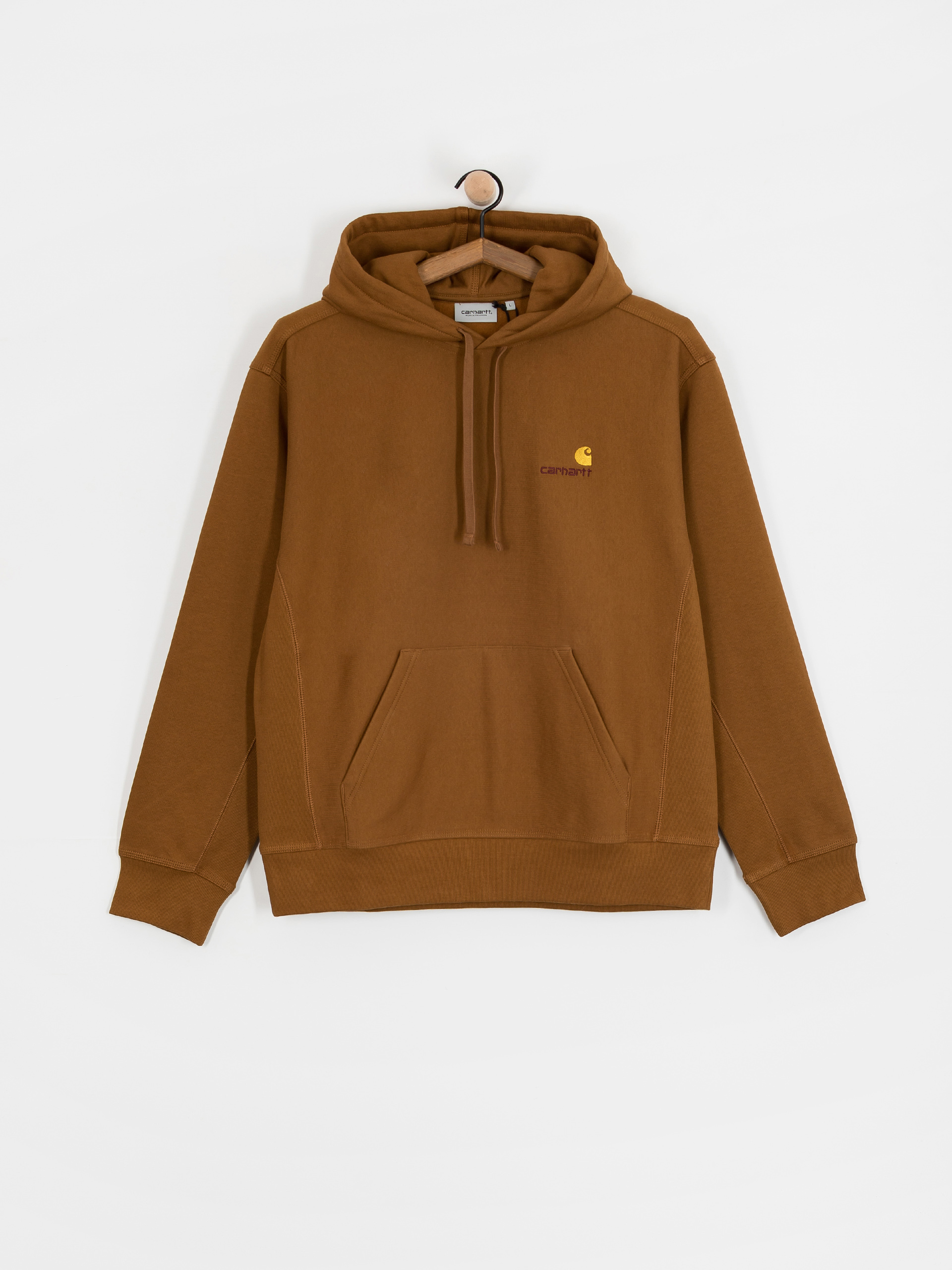 Mikina s kapucí Carhartt WIP American Script HD (hamilton brown)