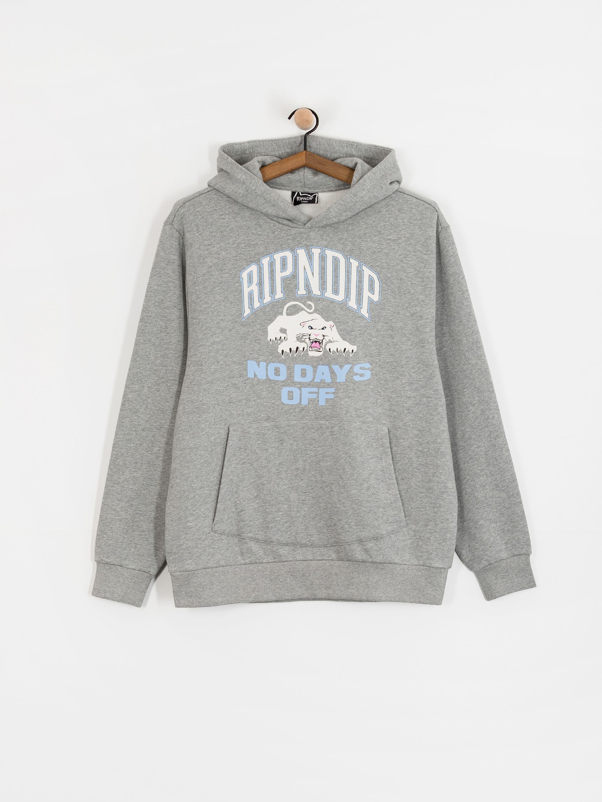 Mikina s kapucí RipNDip White Panther HD (heather grey)