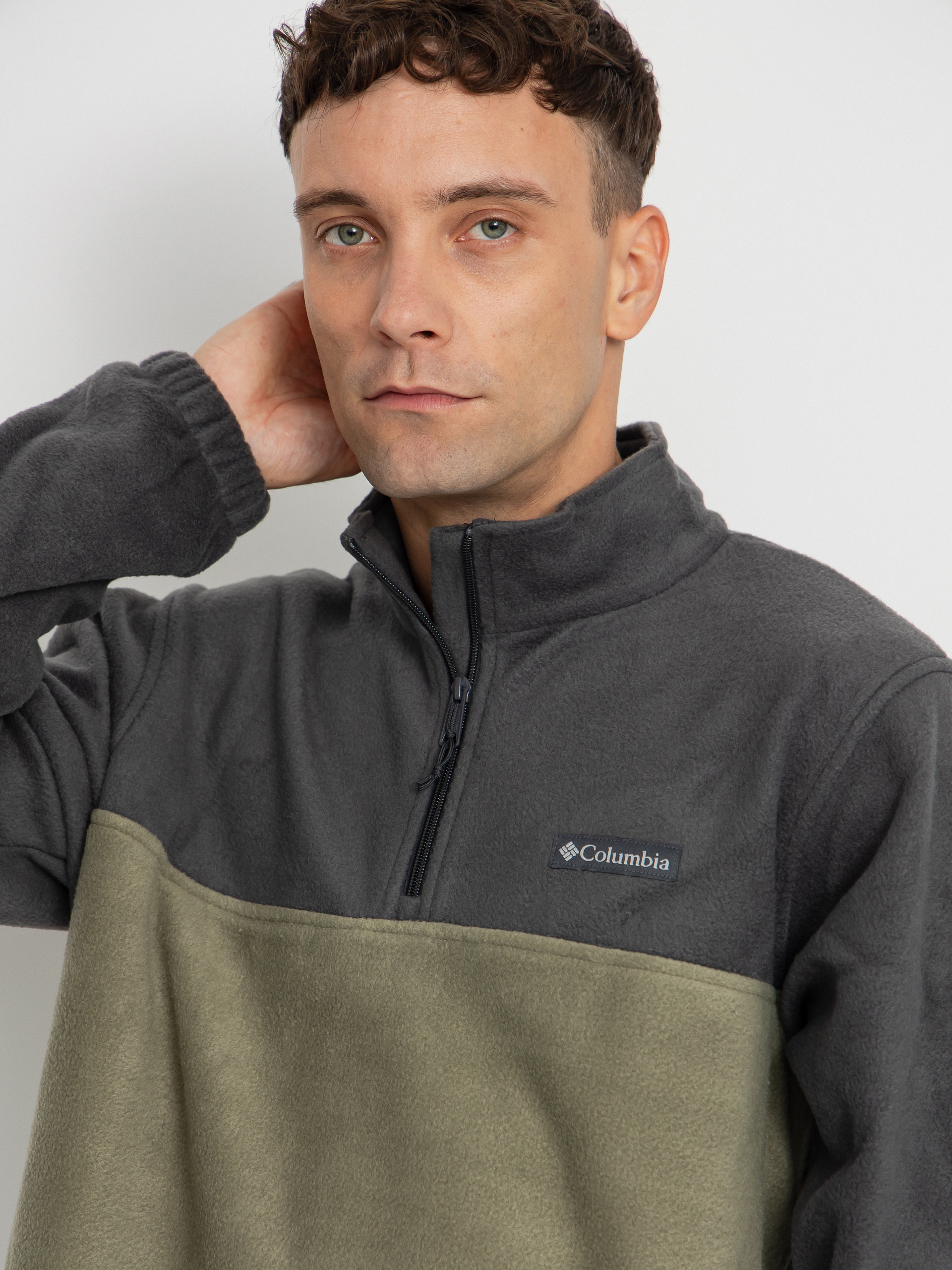 Pánský Fleecová mikina Columbia Steens Mountain Half Zip (shark/stone green)