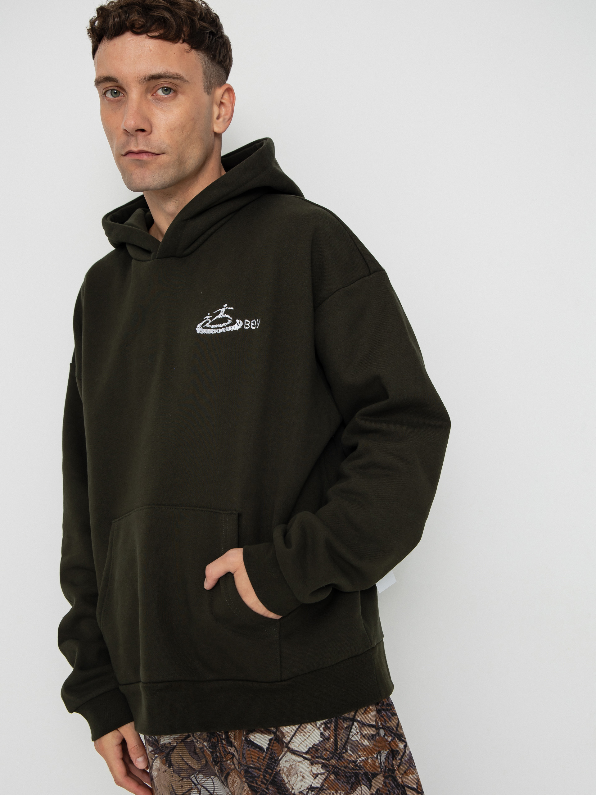 Mikina s kapucí OBEY Corp Extra Heavy HD (rosin)