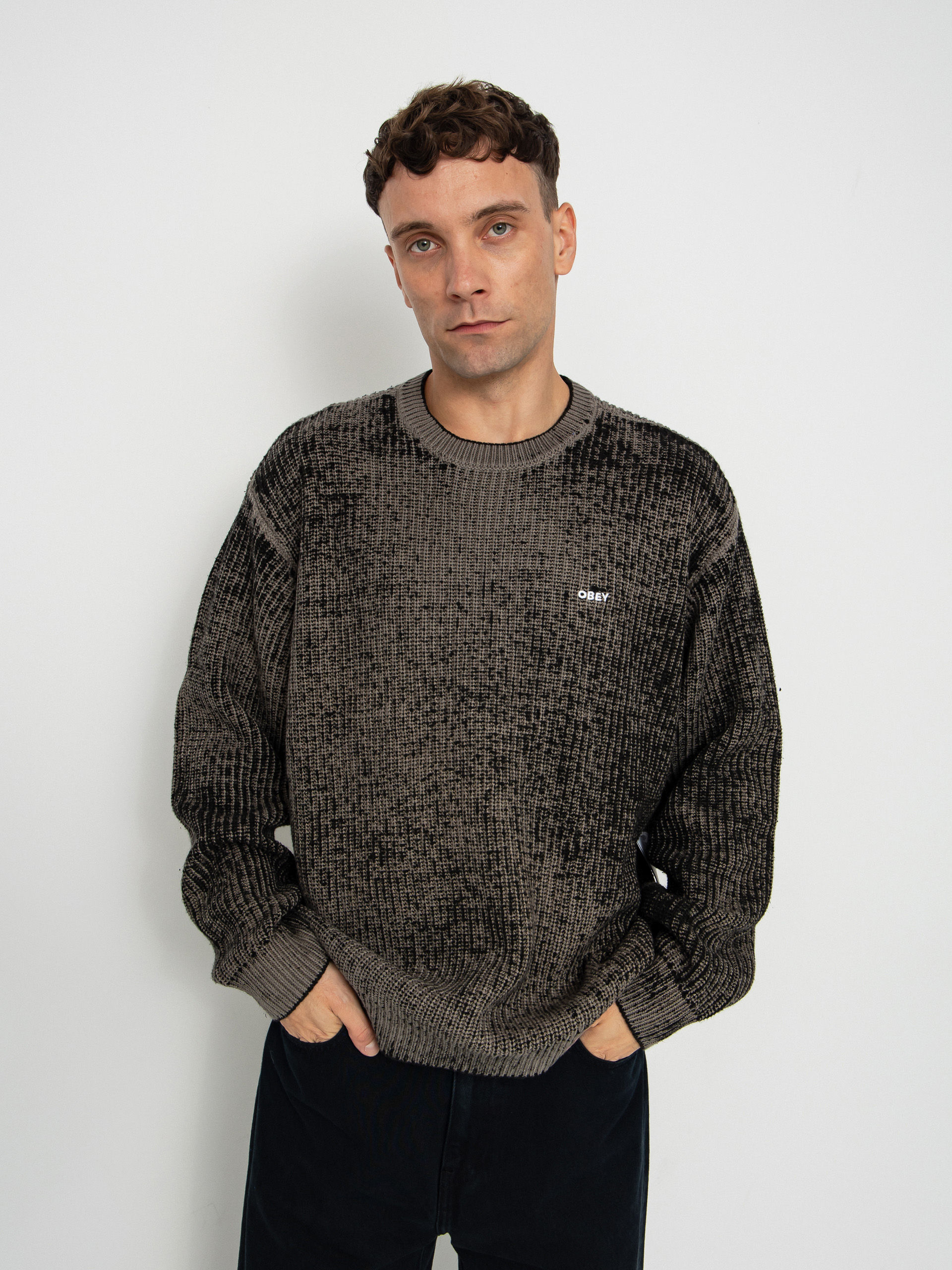 Svetr OBEY Obey Spray Effect Sweater (black multi)