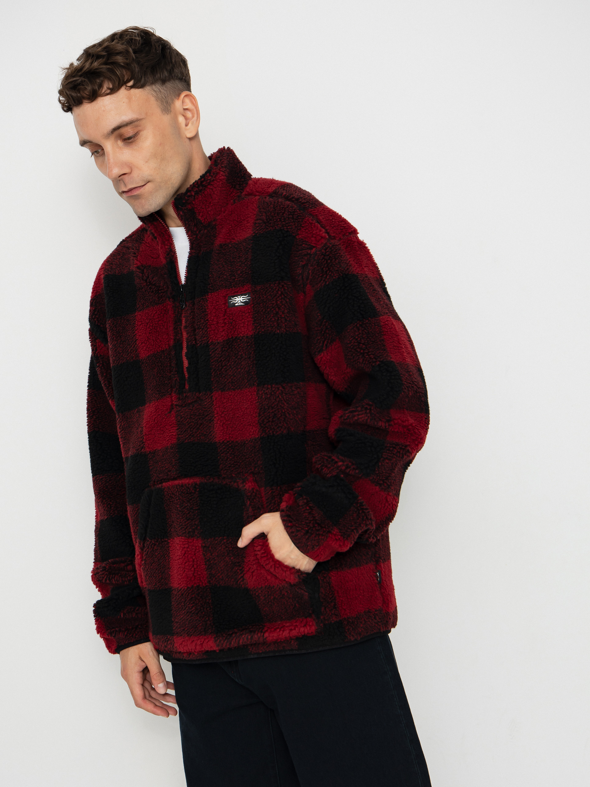 Fleecovu00e1 mikina Quiksilver Mercury Woodlands Sherpa (woodlands biking red)