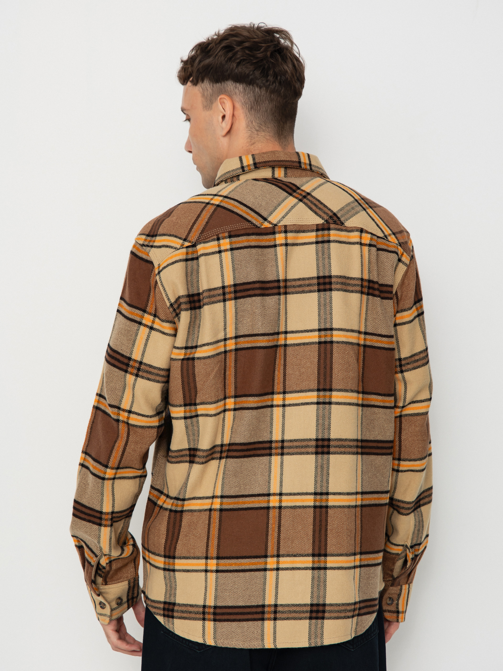 Košile Brixton Bowery Flannel (sand/pinecone/solar orange)