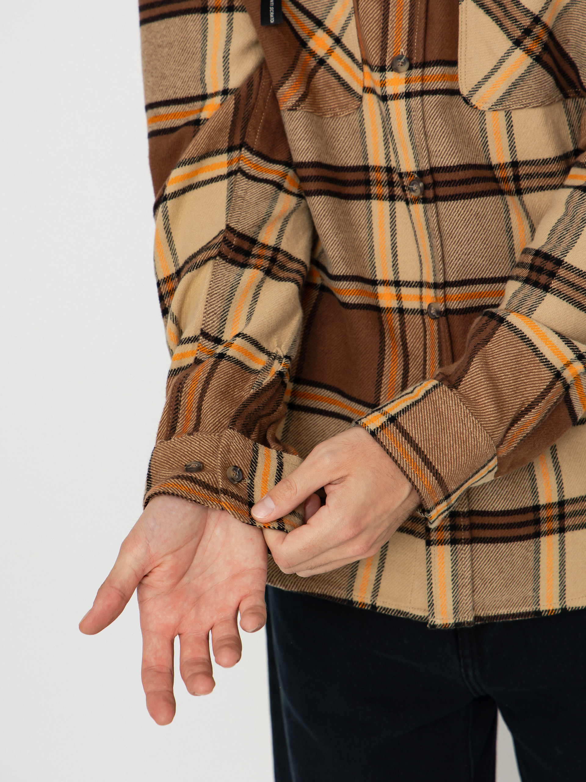Košile Brixton Bowery Flannel (sand/pinecone/solar orange)