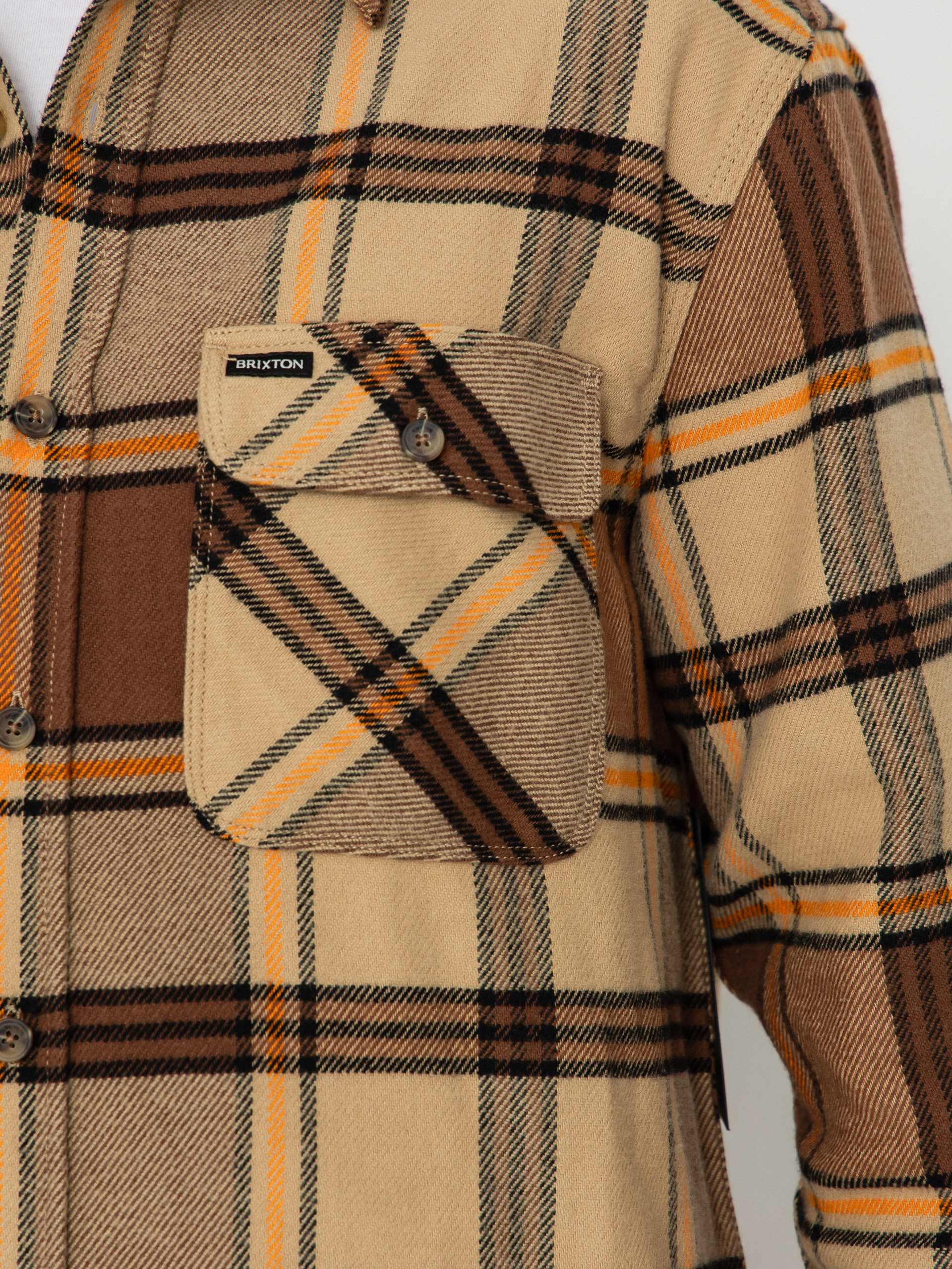 Košile Brixton Bowery Flannel (sand/pinecone/solar orange)