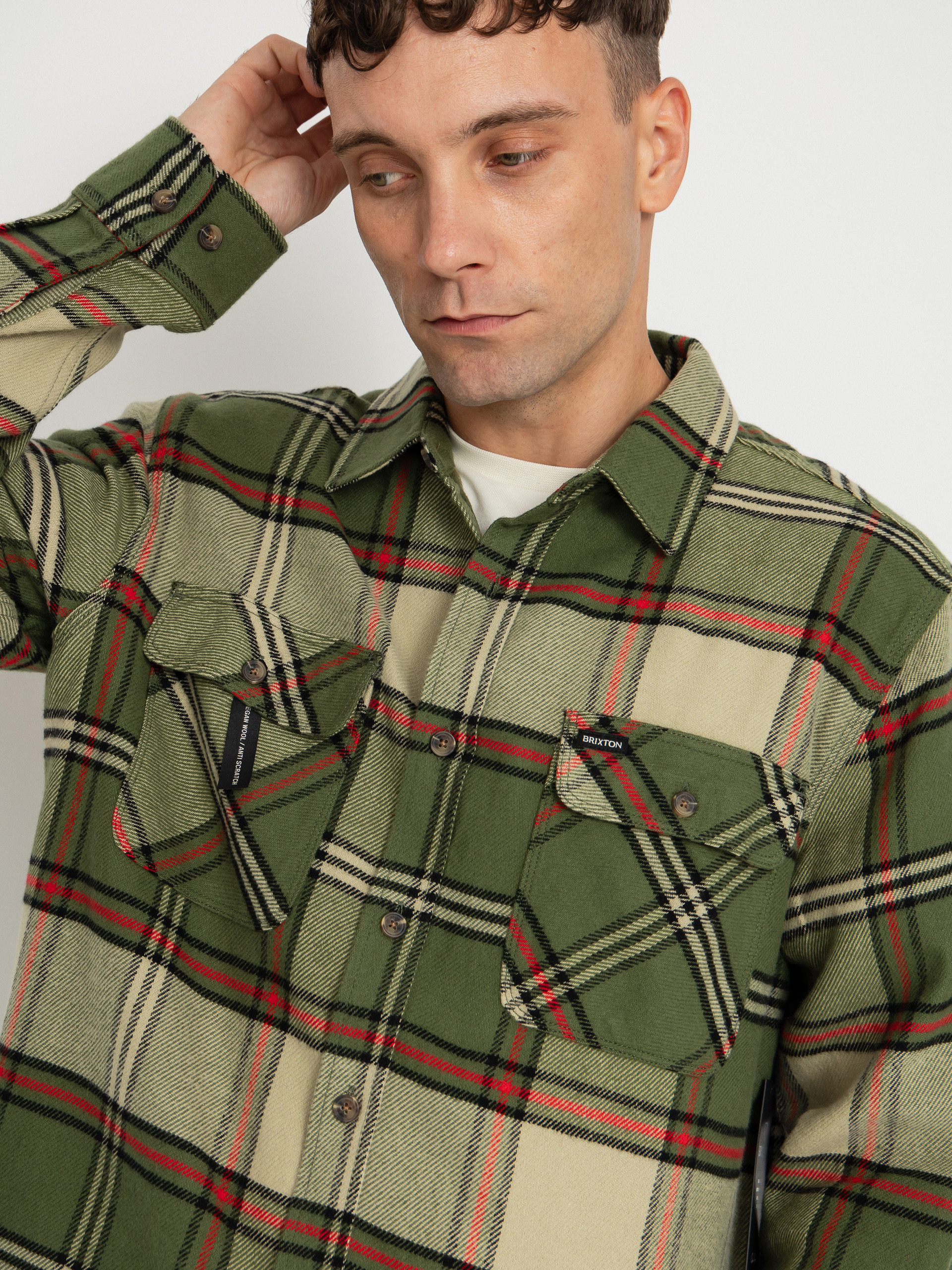 Košile Brixton Bowery Flannel (wild green/elm/adrenaline rush)