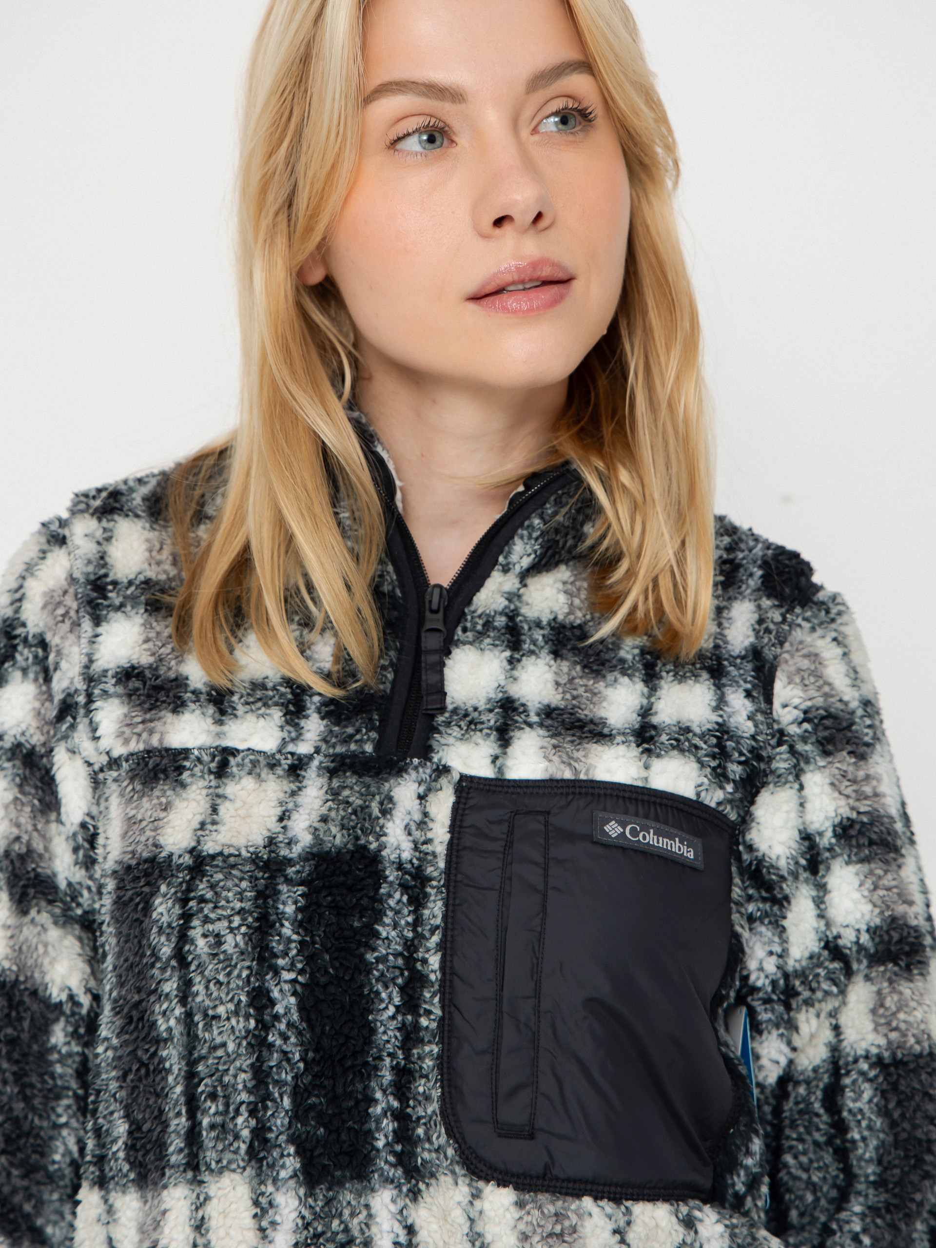 Dámský Fleecová mikina Columbia West Bend 1/4 Zip II (black herringplaid)