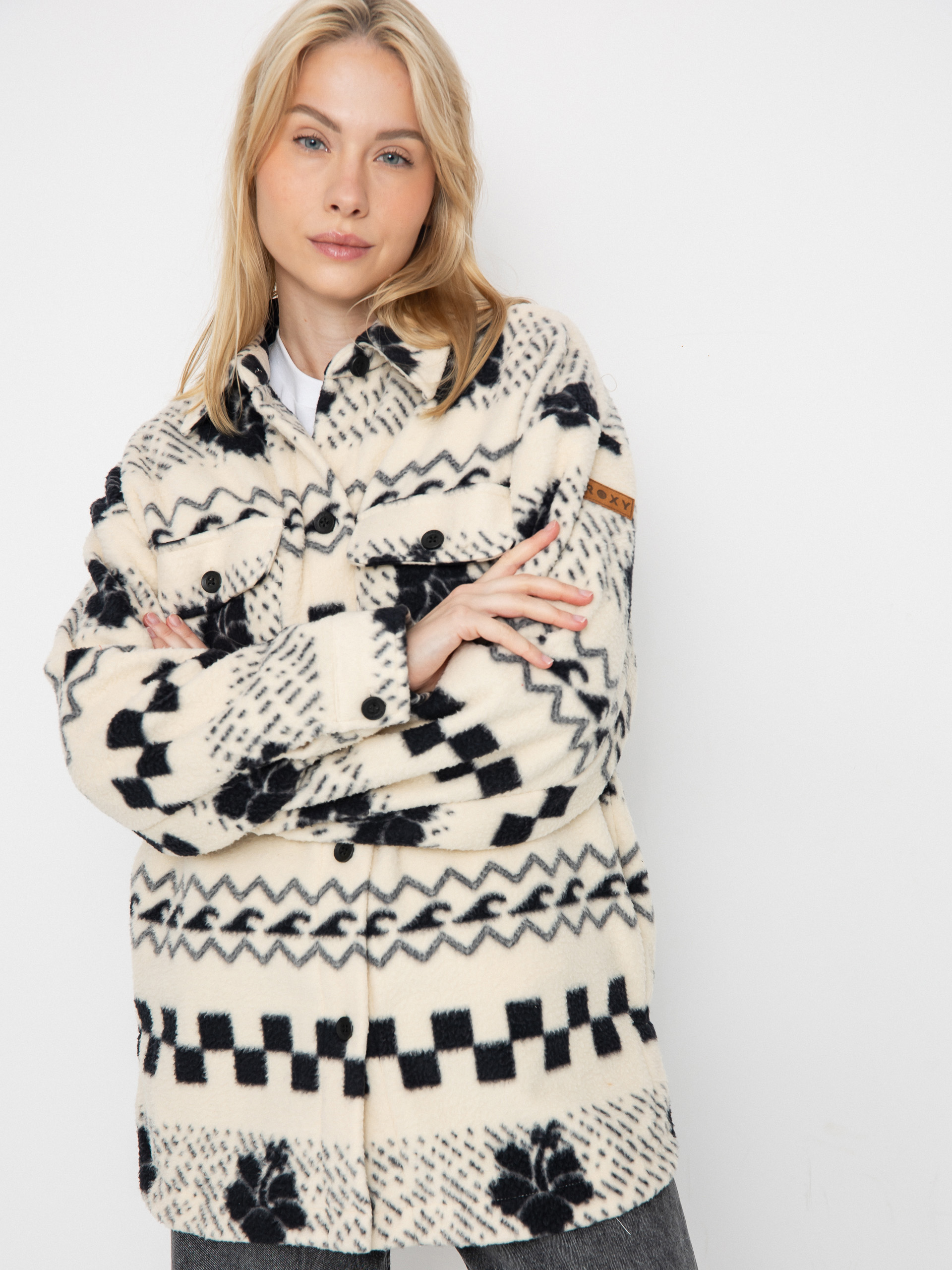 Fleecová mikina Roxy Morning Crush Shacket Wmn