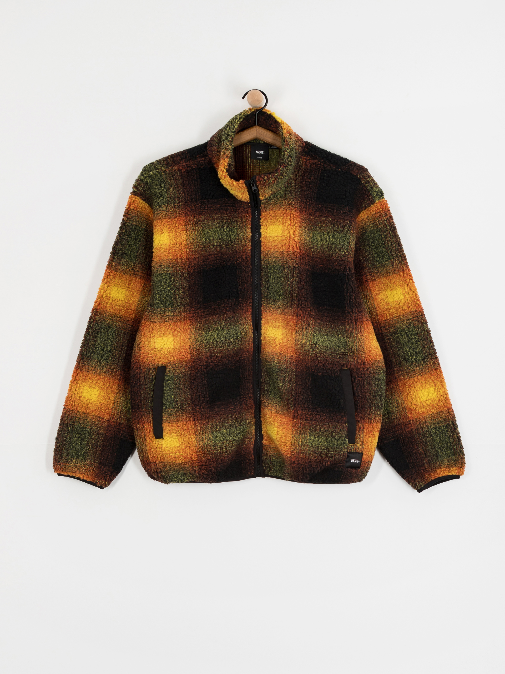 Pánský Fleecová mikina Vans Heights Sherpa Full Zip (black/herritage mustard)