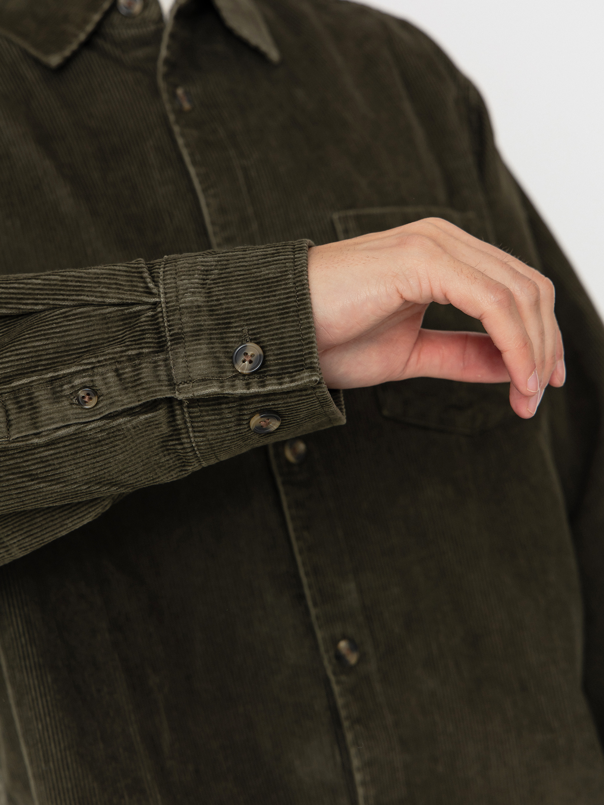 Košile OBEY Buckley Corduroy Woven (black olive faded wash)