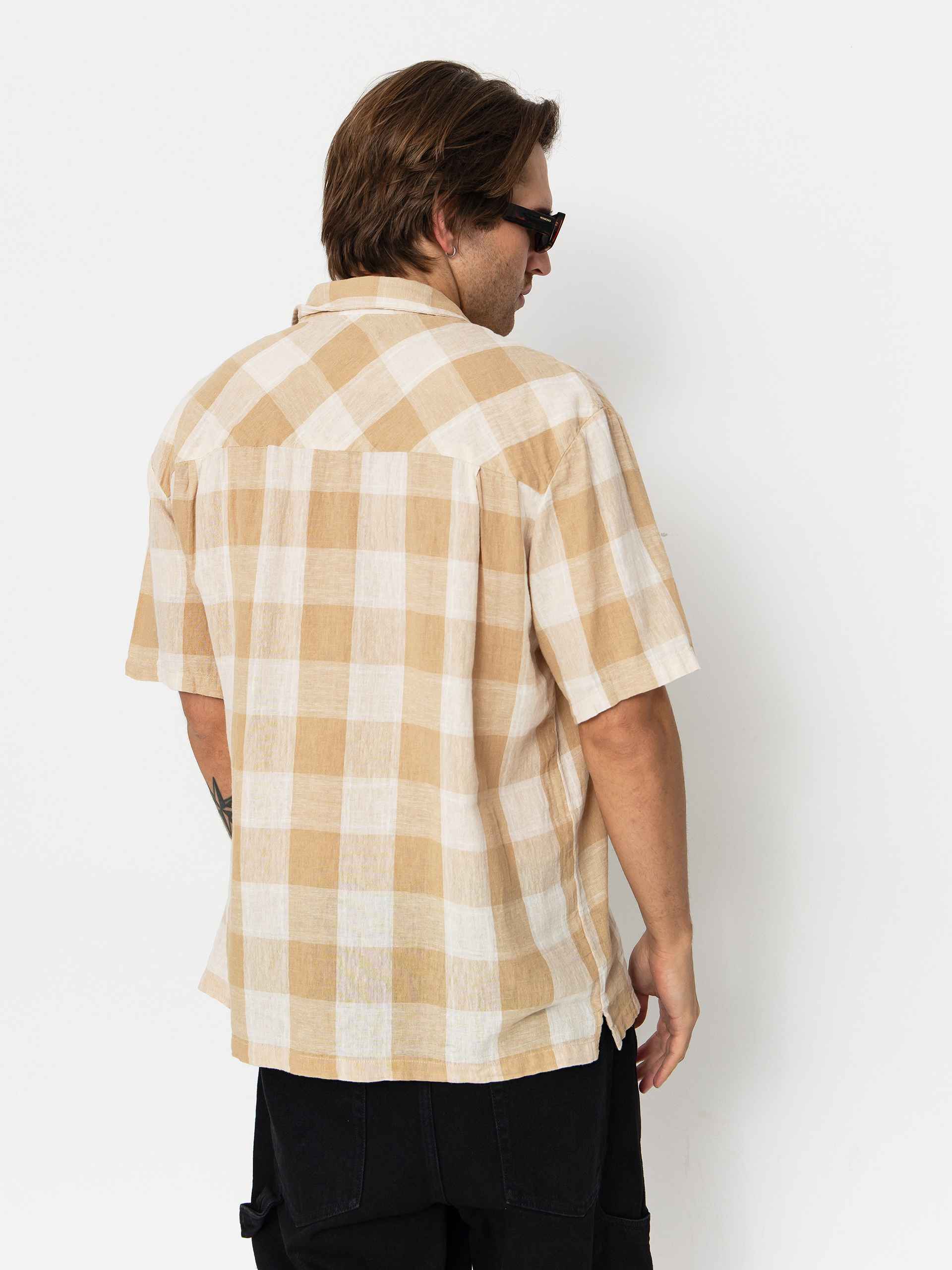 Košile Brixton Cru Linen Blend Wvn (off white/sand)