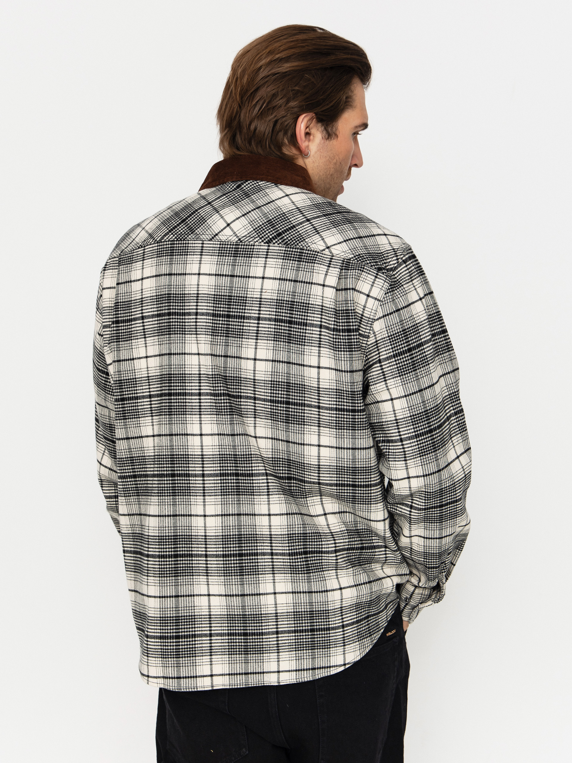 Košile Brixton Builders Bowery Perf Flannel (off white/black)