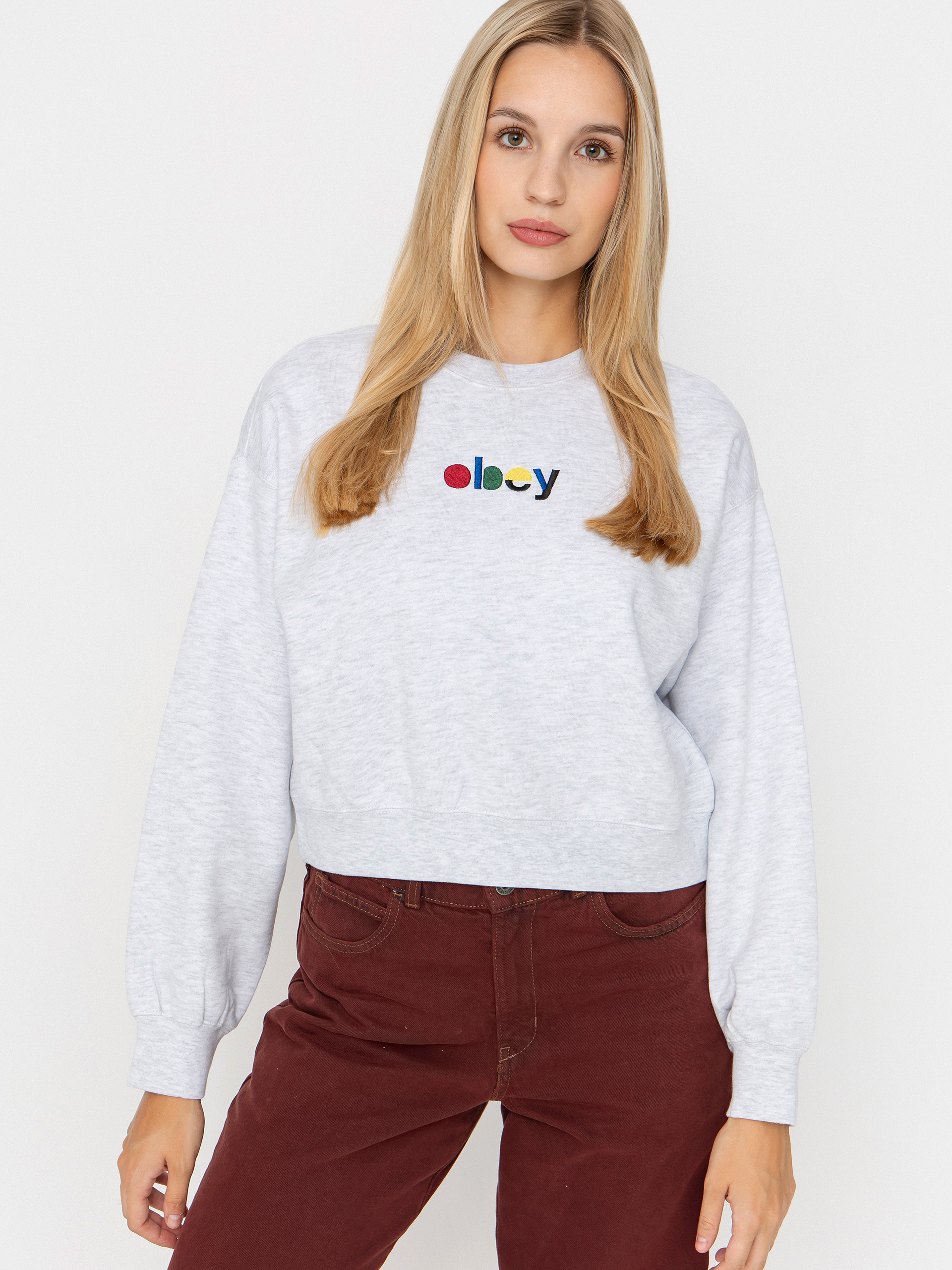 Mikina OBEY Blocks Cropped Crew Wmn