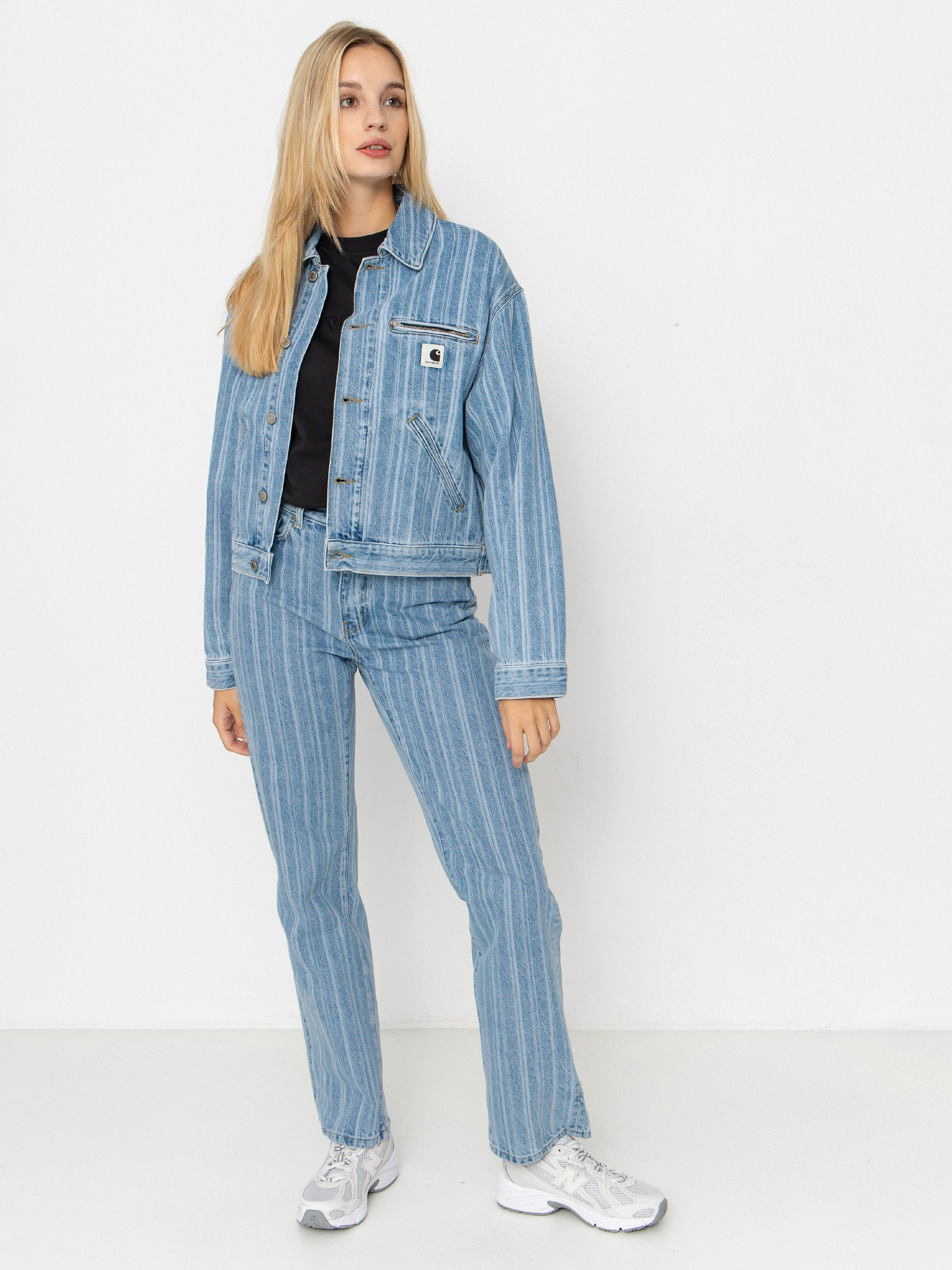 Kalhoty Carhartt WIP Rylan Wmn (rylan stripe/blue/stone bleached)