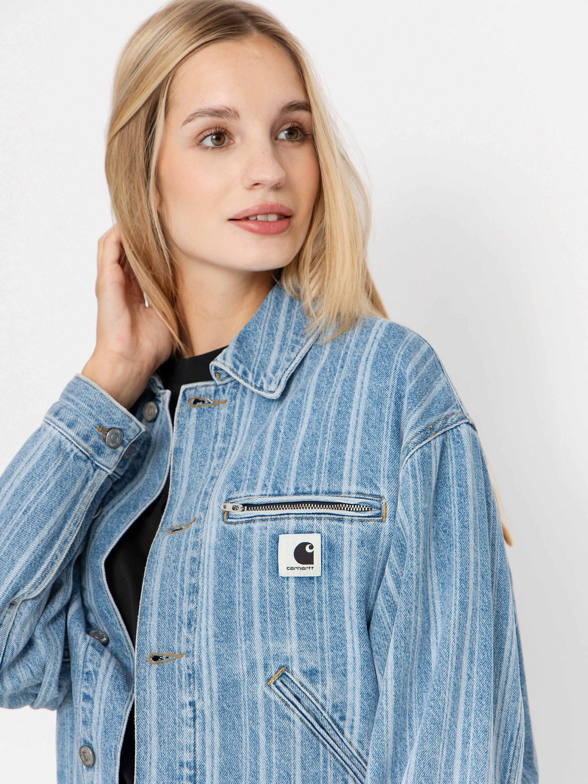 Kalhoty Carhartt WIP Rylan Wmn (rylan stripe/blue/stone bleached)