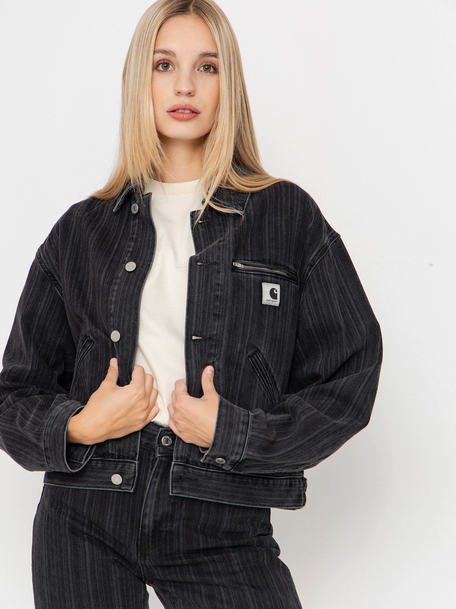Bunda Carhartt WIP Rylan Wmn (rylan stripe/black/stone washed)