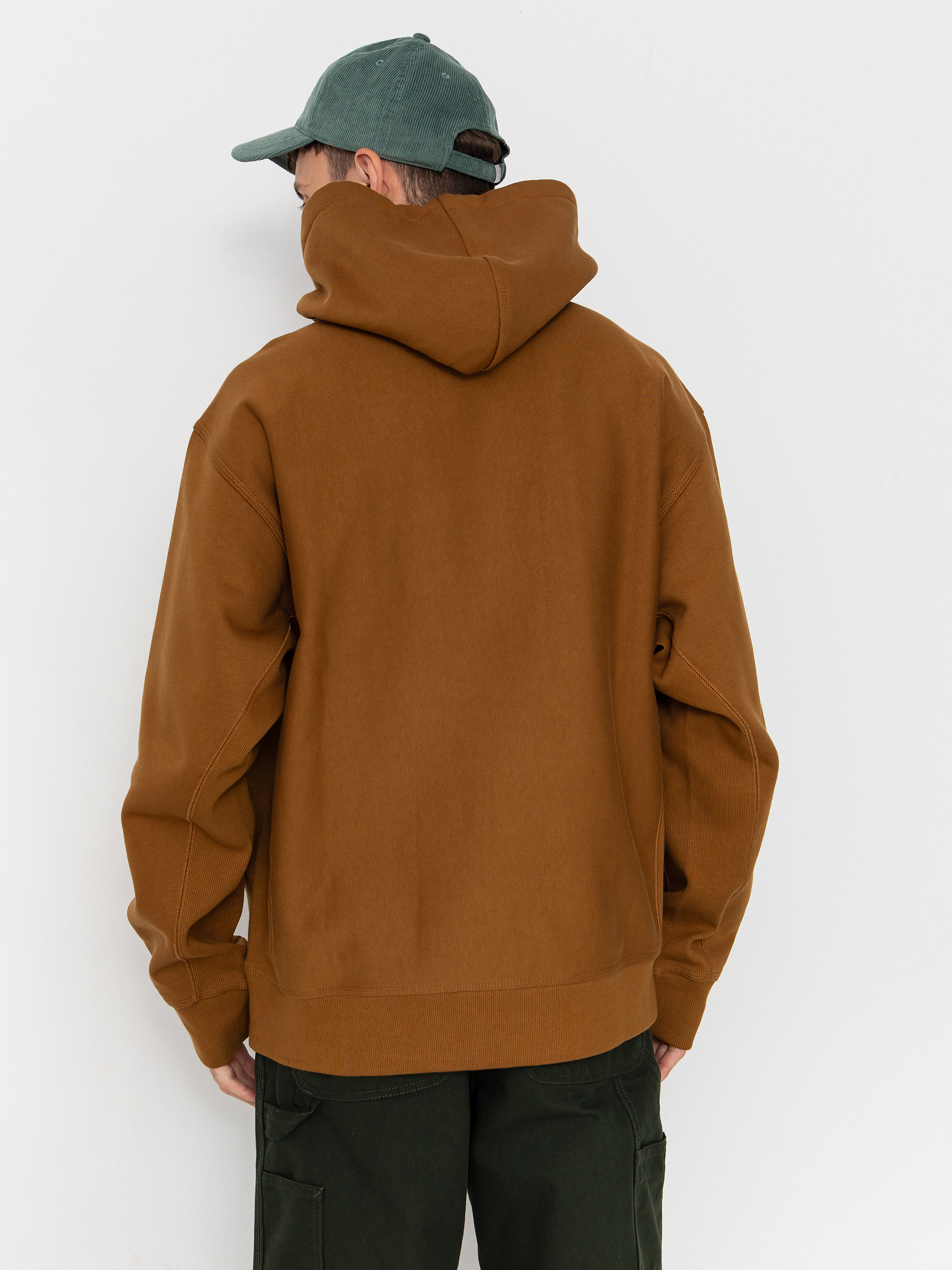 Mikina s kapucí Carhartt WIP American Script HD (hamilton brown)