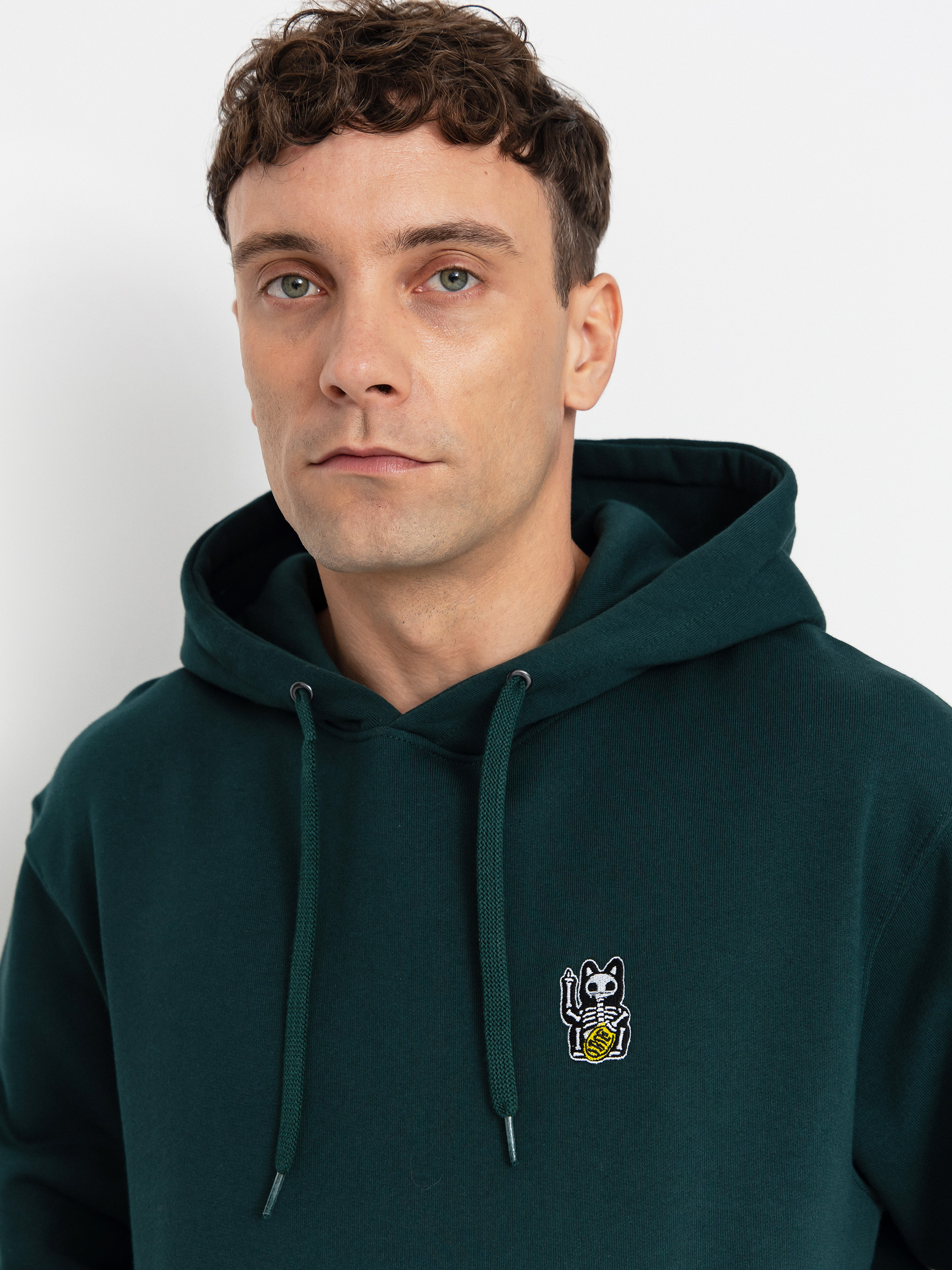 Mikina s kapucí Iriedaily Bone Cat HD (nightforest)