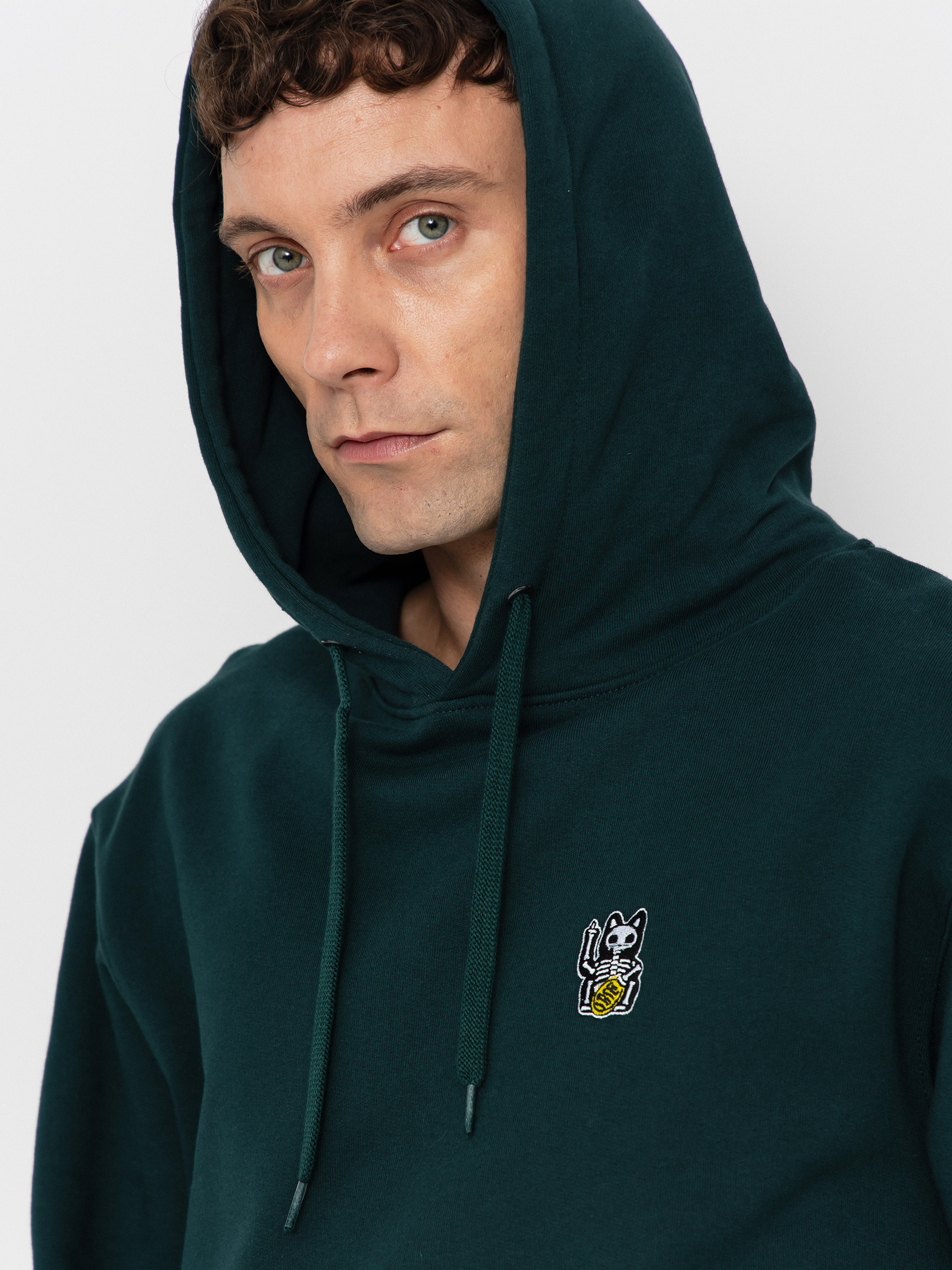 Mikina s kapucí Iriedaily Bone Cat HD (nightforest)