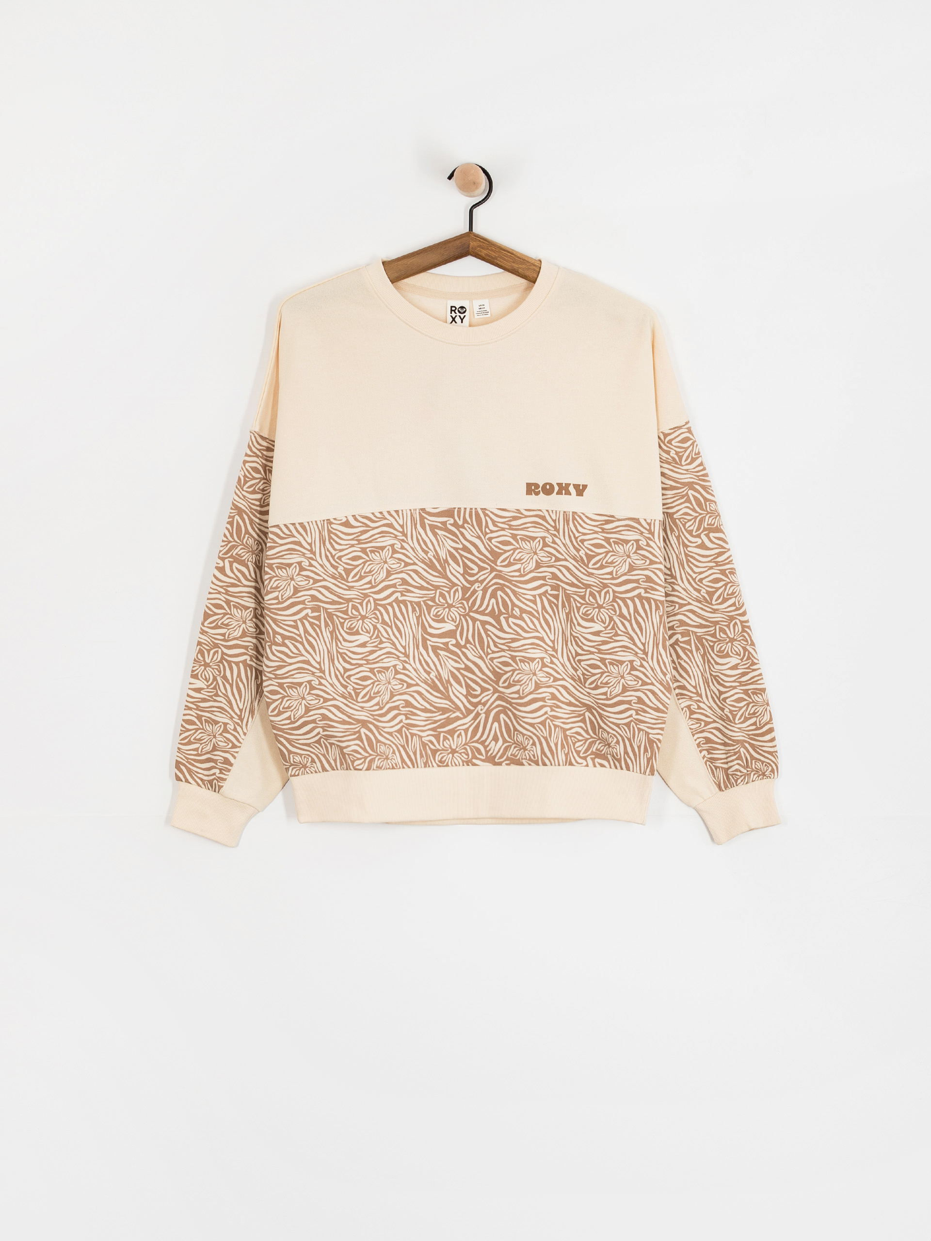 Mikina Roxy Gone Wild Block Wmn (parchment animal floral)