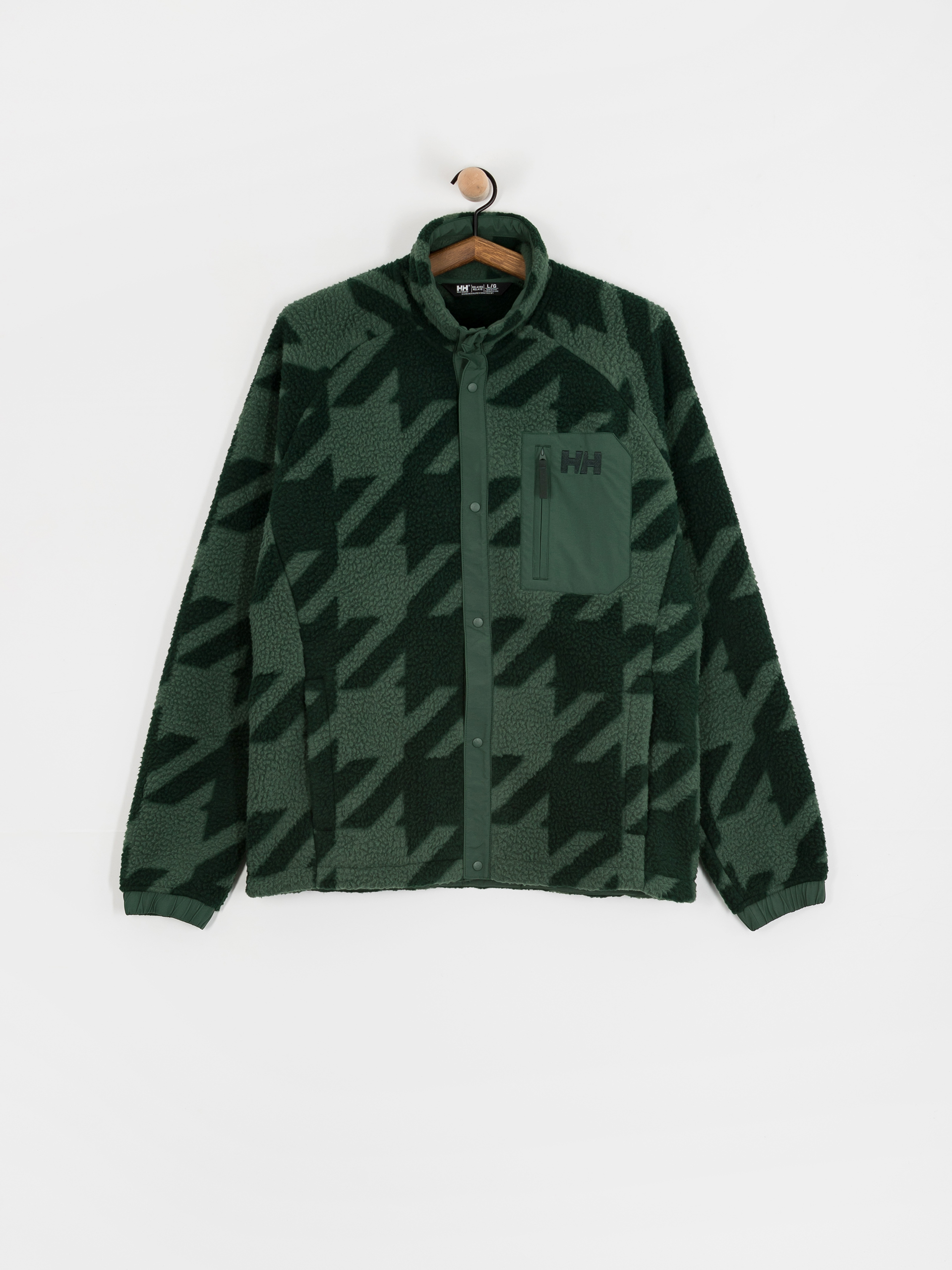 Pánský Fleecová mikina Helly Hansen Panorama Printed Pile Snap (jungle green houndstooth a)