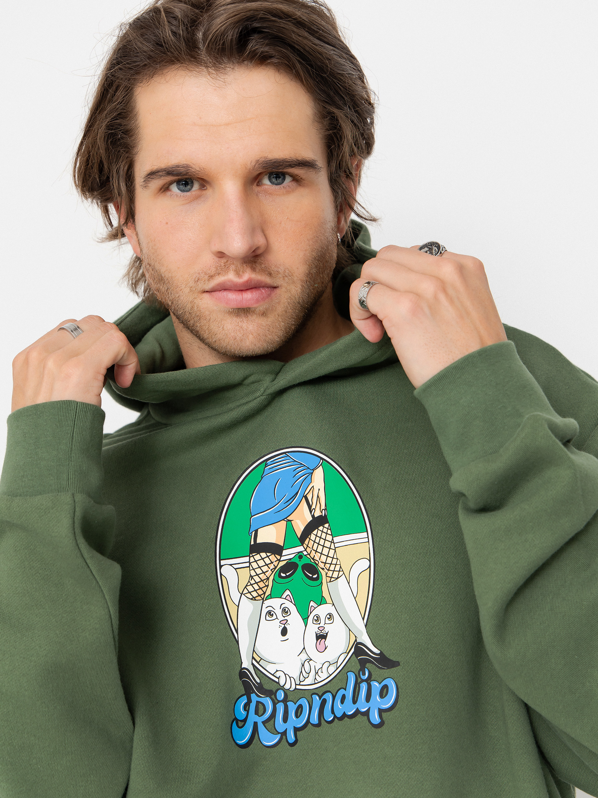 Mikina s kapucí RipNDip Nermal Fest HD (light olive)
