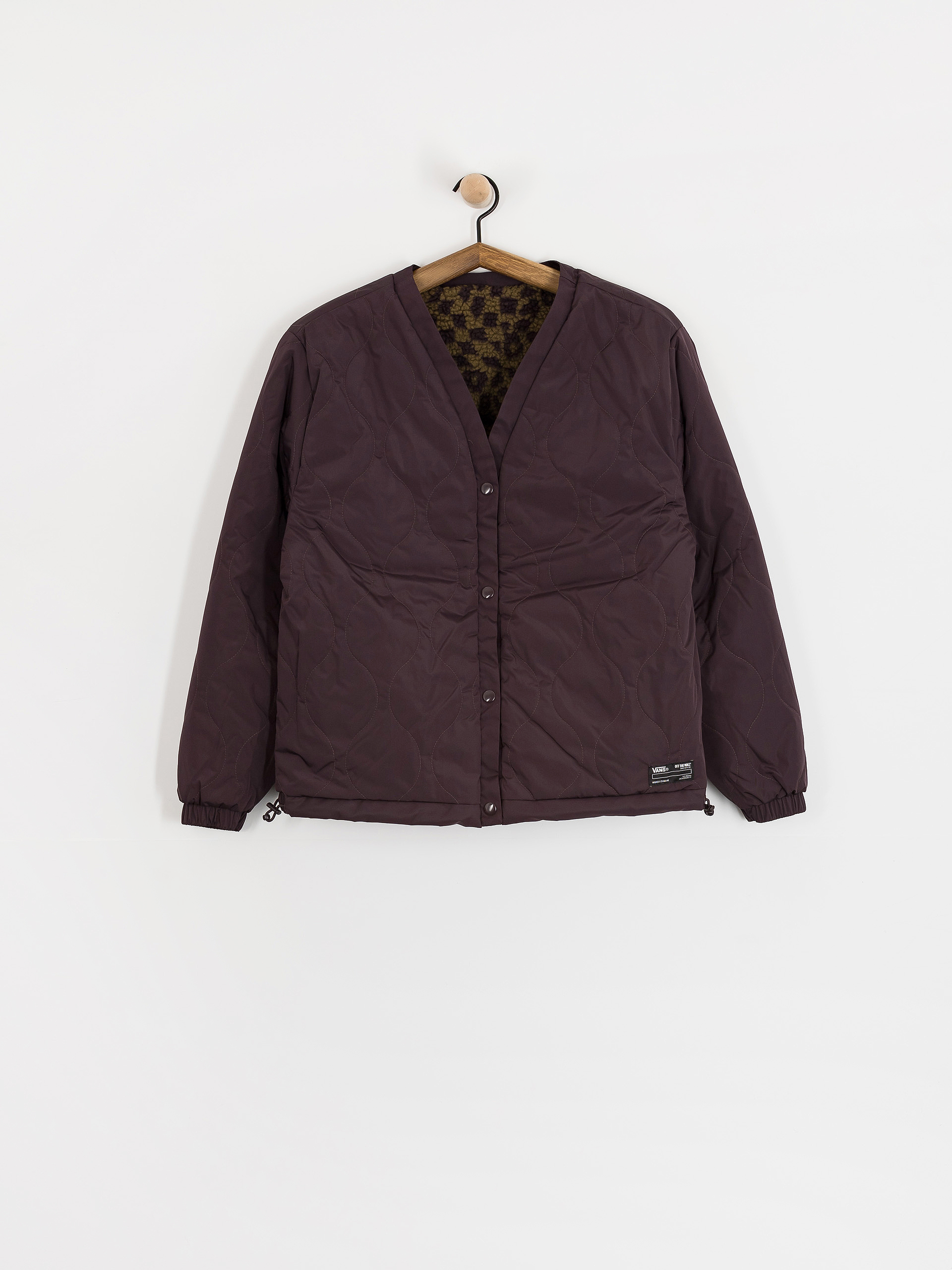 Kabát Vans Suffolk Cheetah Check Pile Coat Wmn (dark port)