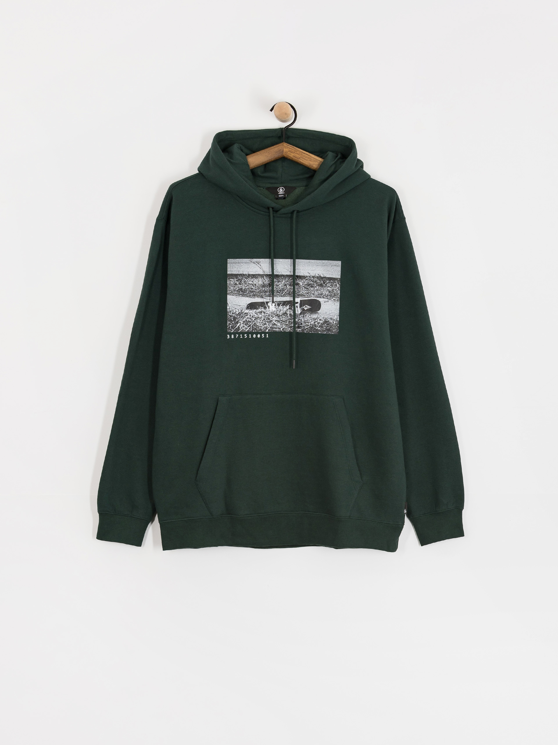 Mikina s kapucí Volcom Essential HD (black green)