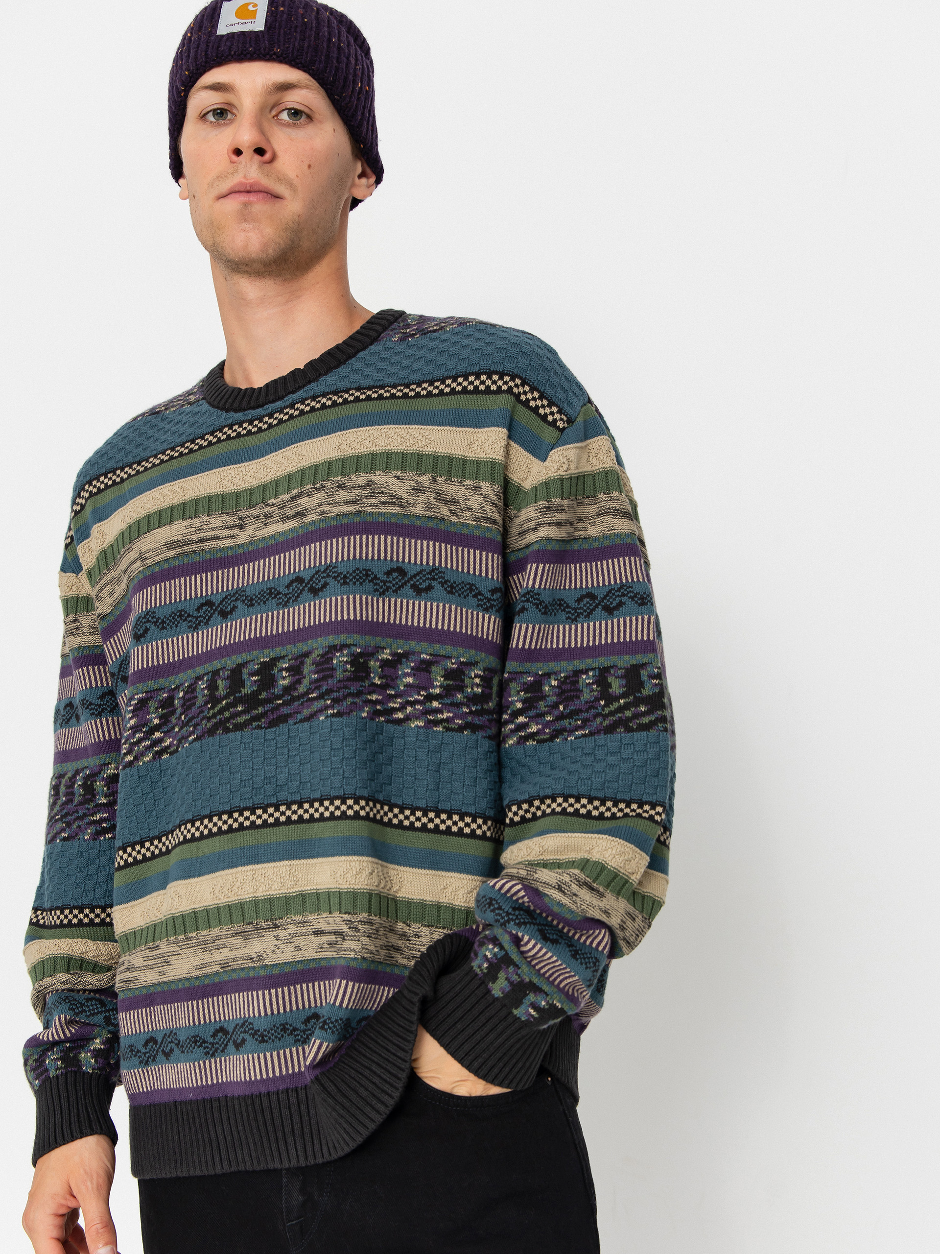 Svetr Vans Boyer Crew Sweater (black/stargazer)