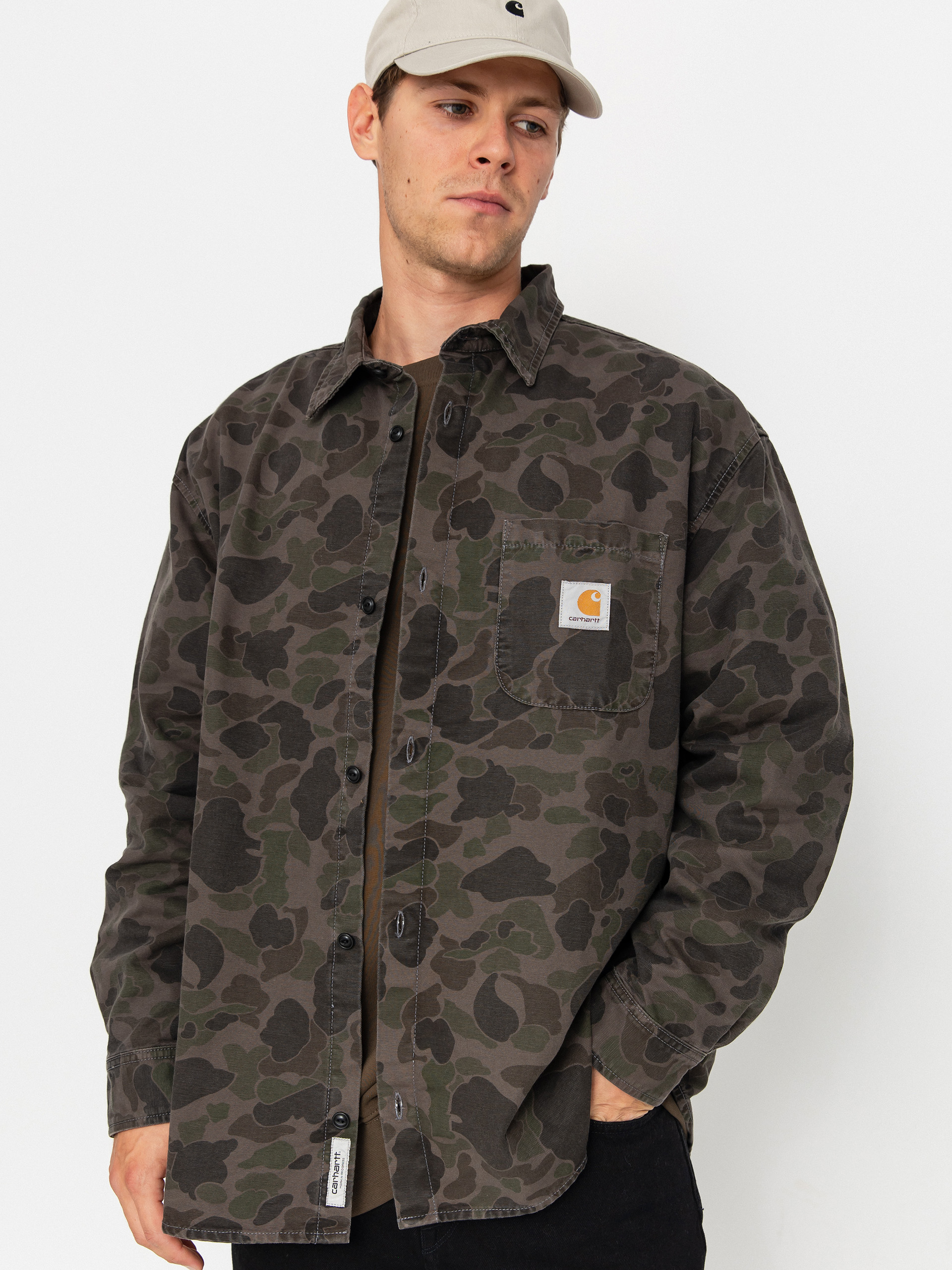 Košile Carhartt WIP Duck (camo duck/green/porphyry/garment dyed)