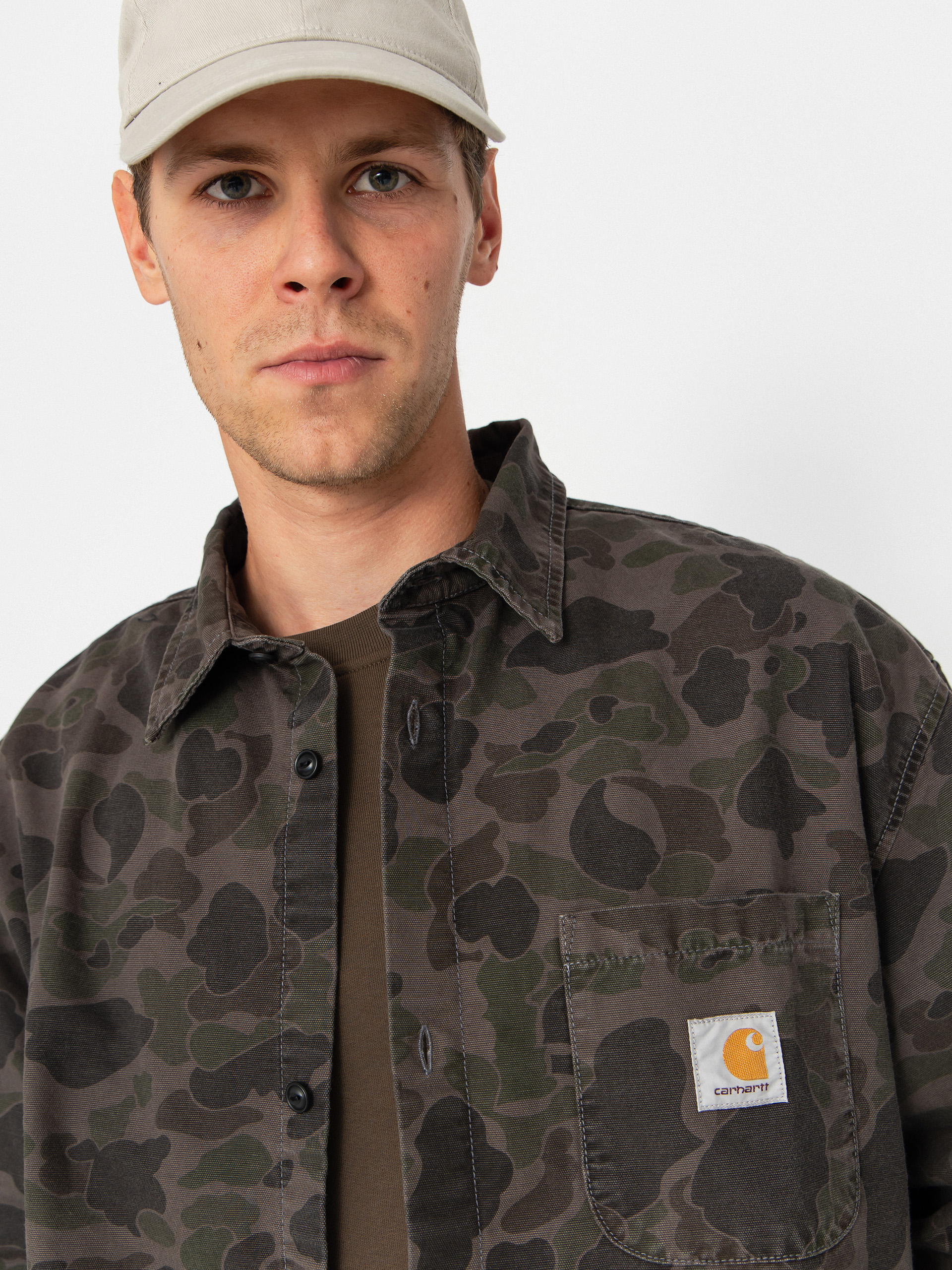 Košile Carhartt WIP Duck (camo duck/green/porphyry/garment dyed)