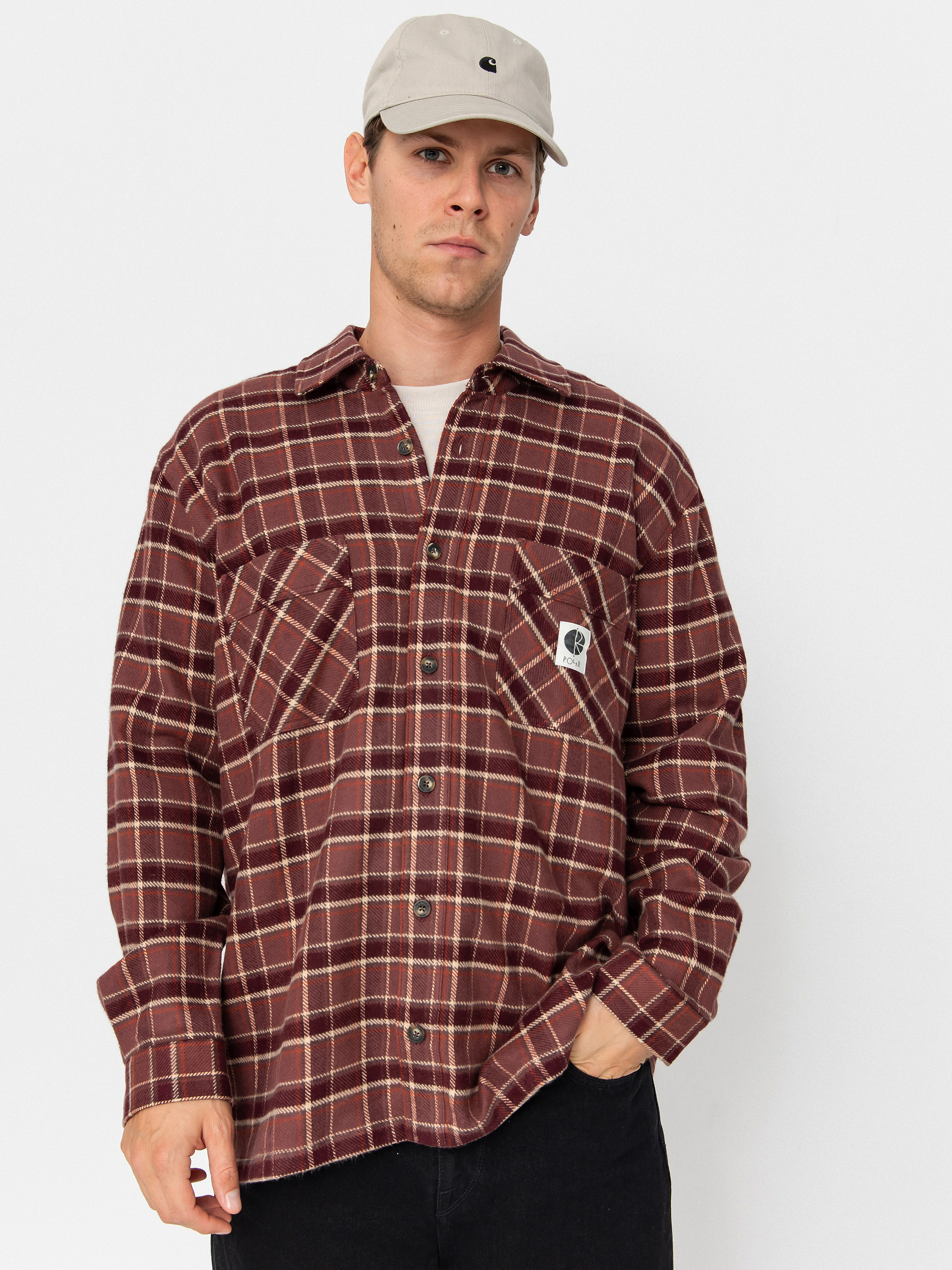 Košile Polar Skate Mike Flannel (oxblood check)