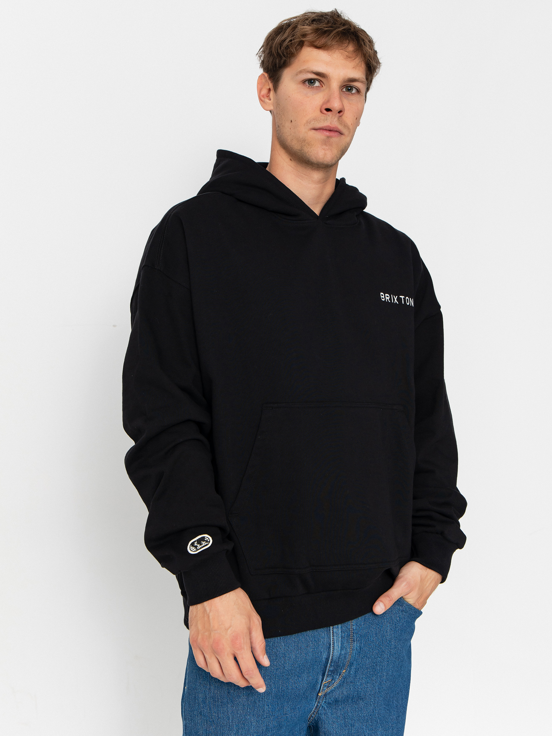 Mikina s kapucí Brixton Embroidered Heavy Weight HD (black)