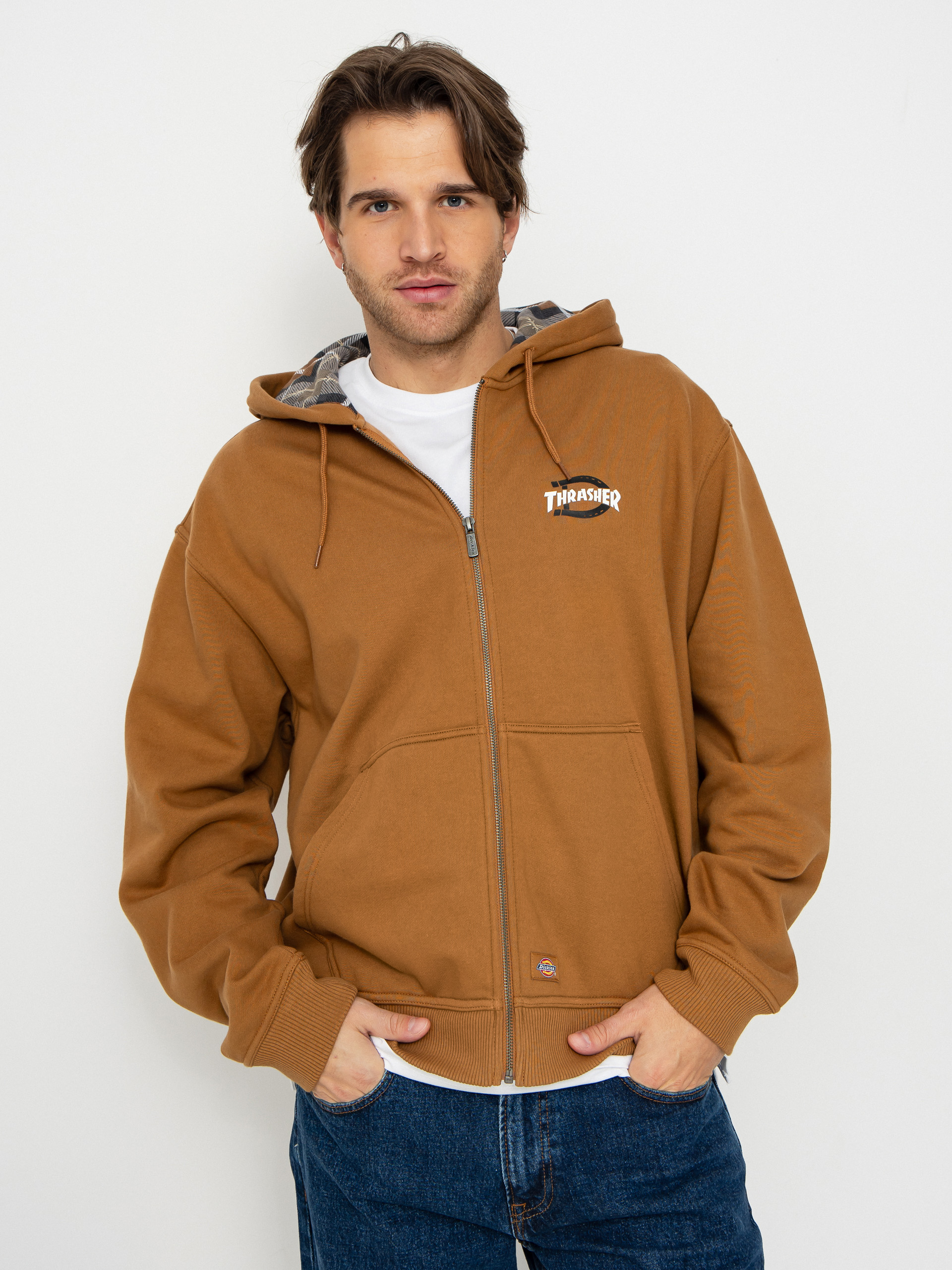 Mikina s kapucí Dickies x Thrasher Through ZHD (brown duck)