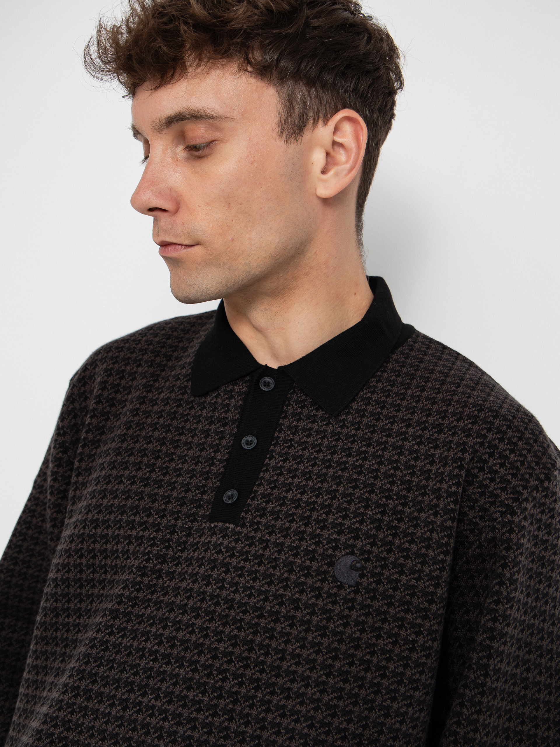 Svetr Carhartt WIP Lowis Polo (lowis houndstooth/vitola heather)