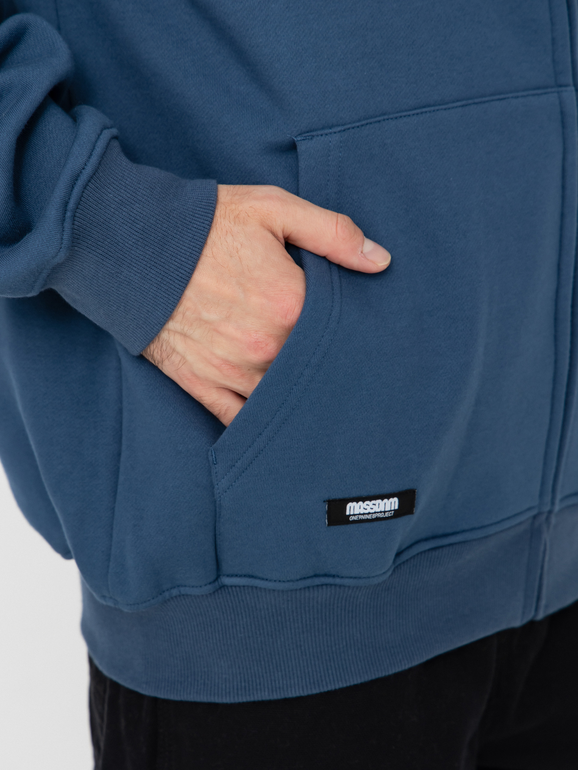 Mikina s kapucí MassDnm Patch HD (steel blue)