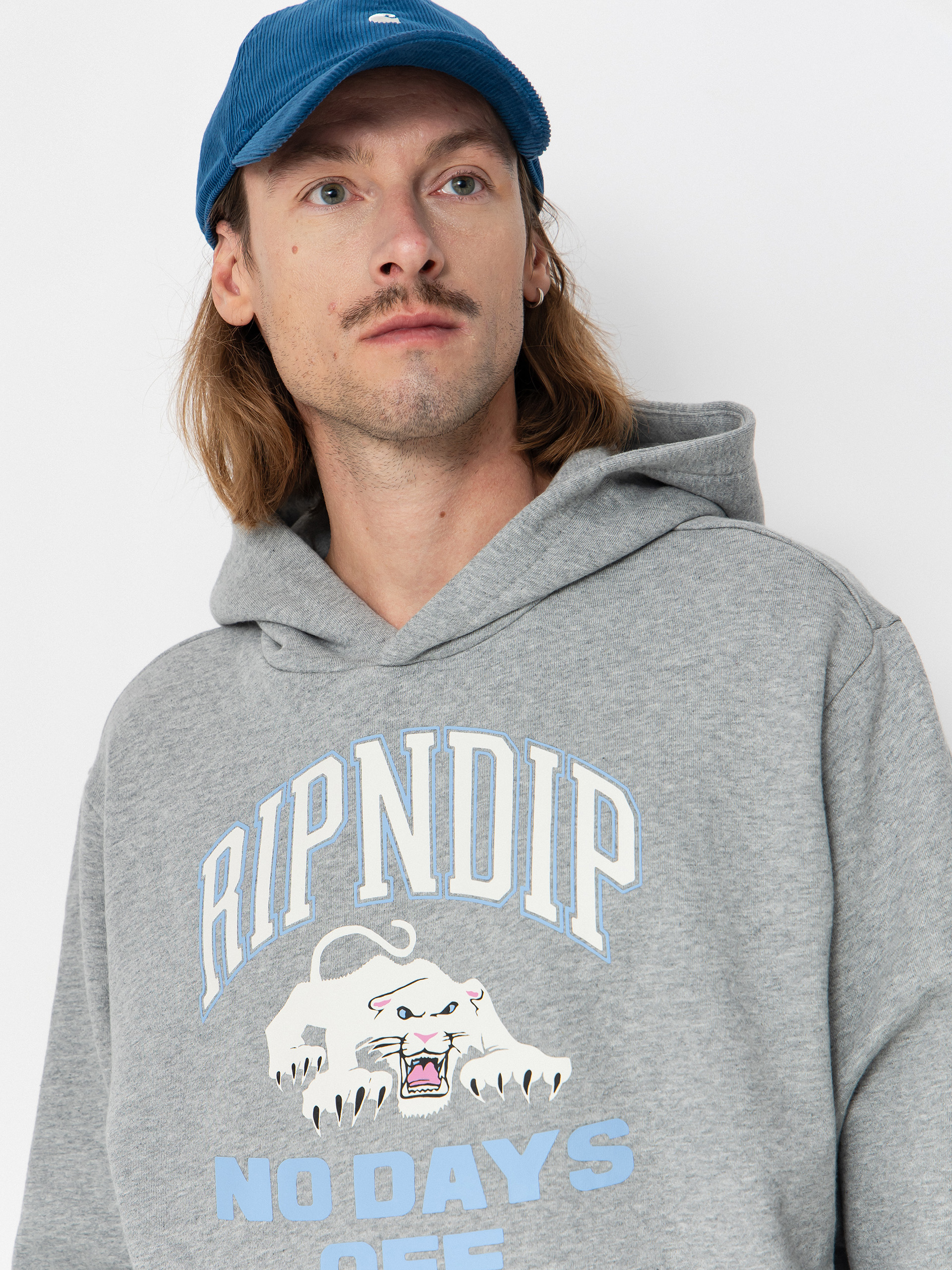 Mikina s kapucí RipNDip White Panther HD (heather grey)