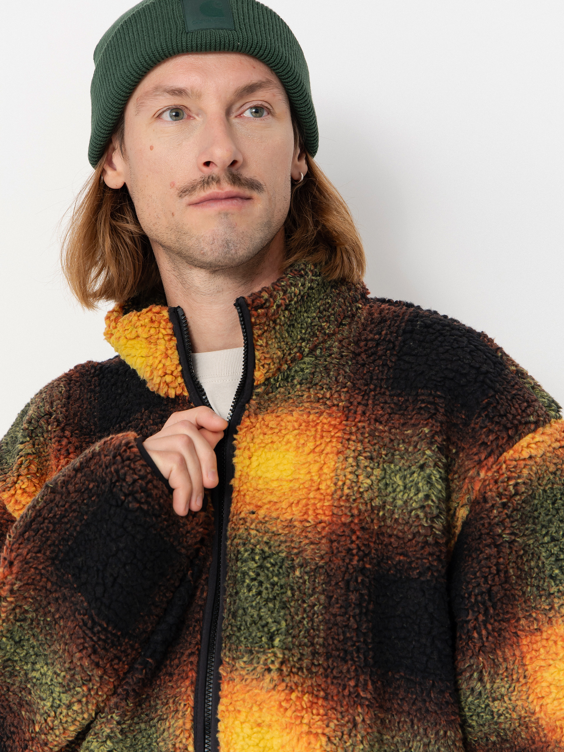 Pánský Fleecová mikina Vans Heights Sherpa Full Zip (black/herritage mustard)